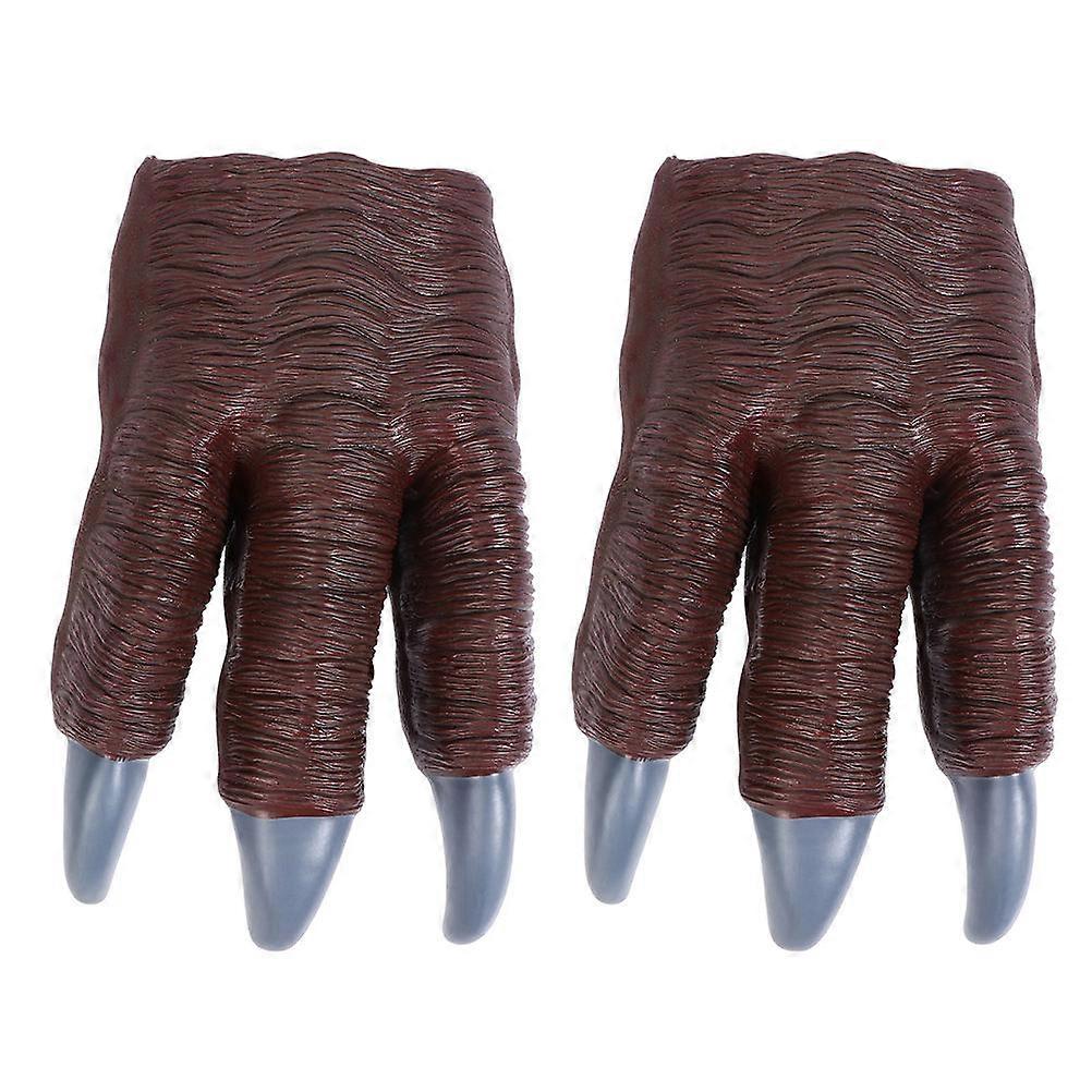 Dinosaur Claw Hand Puppet for Decor Brown Plastic 2pcs 6.5 Inches