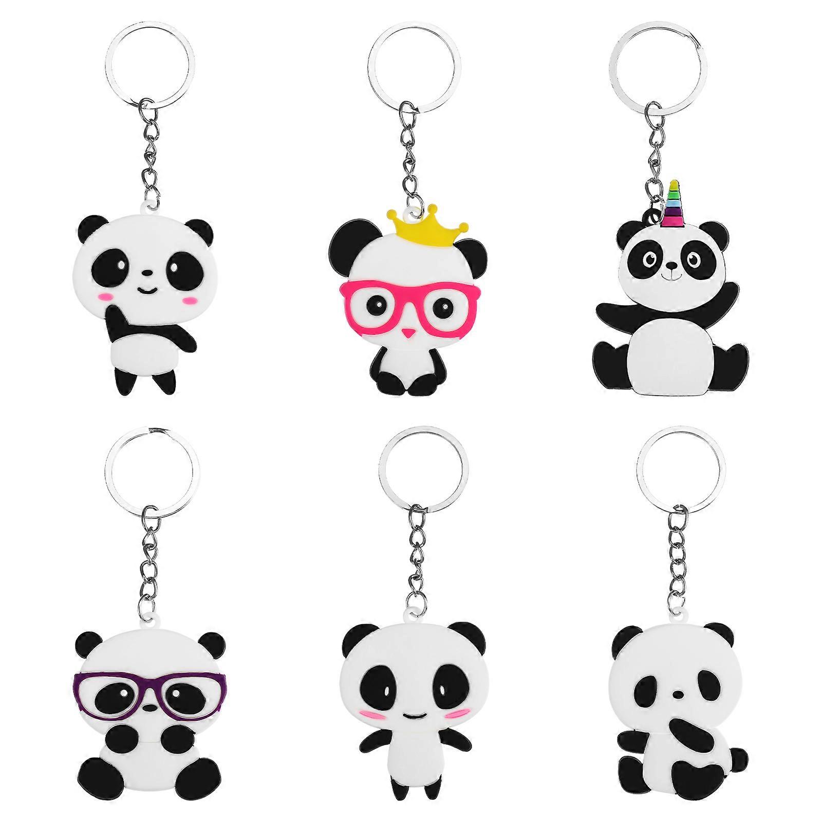 Cute Cartoon Keychain Toyvian Cartoon Panda Shape Key Organizer Bag Decoration For Kid Toy Ornament Souvenirs present 6Pcs