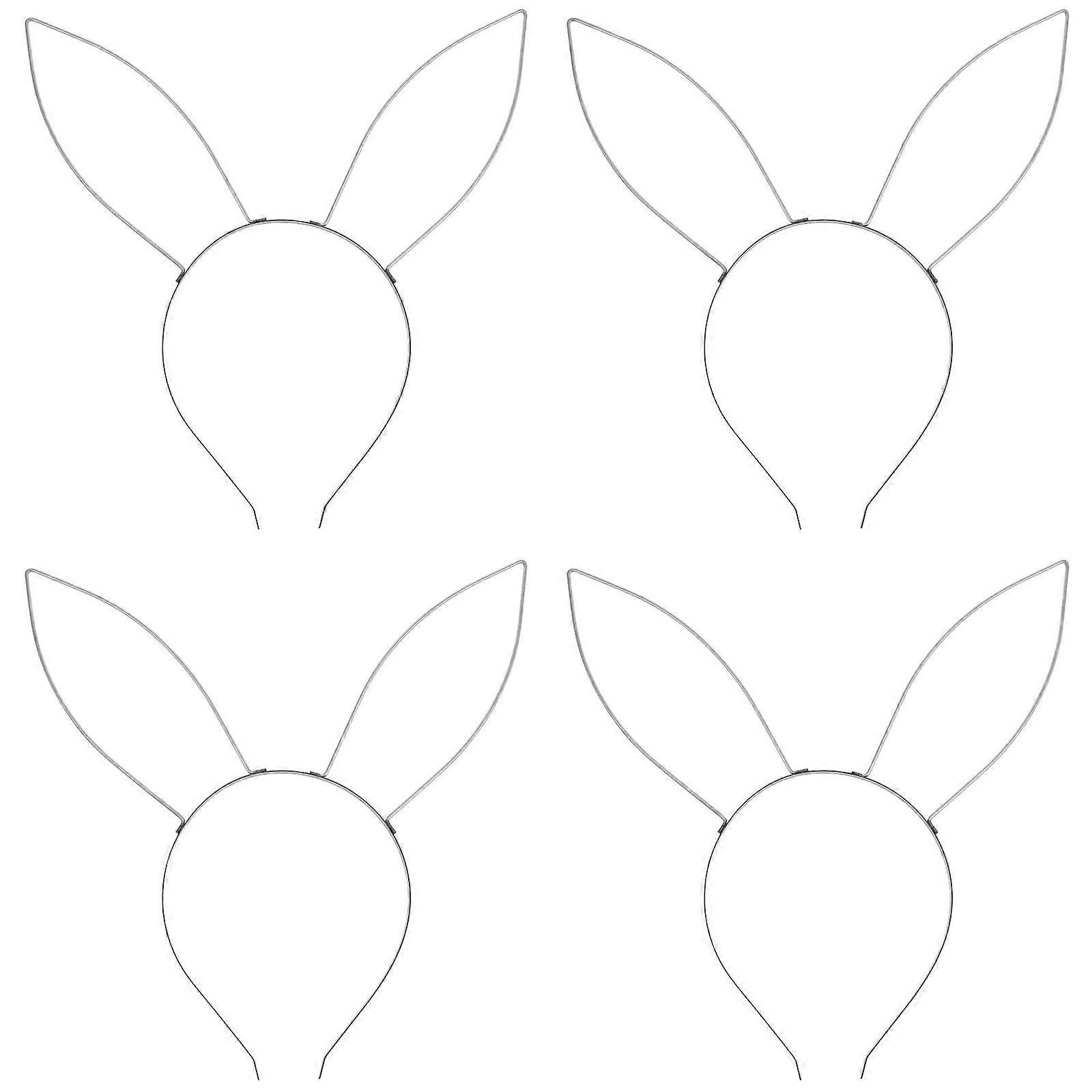 Fai da te Filo Fascia Orecchie Coniglietto Fascia Argento Ferro Capelli Accessori Base Incompiuto Fascia Cornici 4 Pz