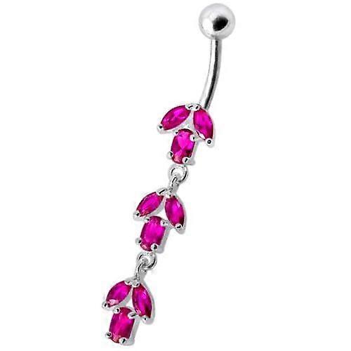Fancy Multi Stone Jewelled Leaf Dangling Navel Ring
