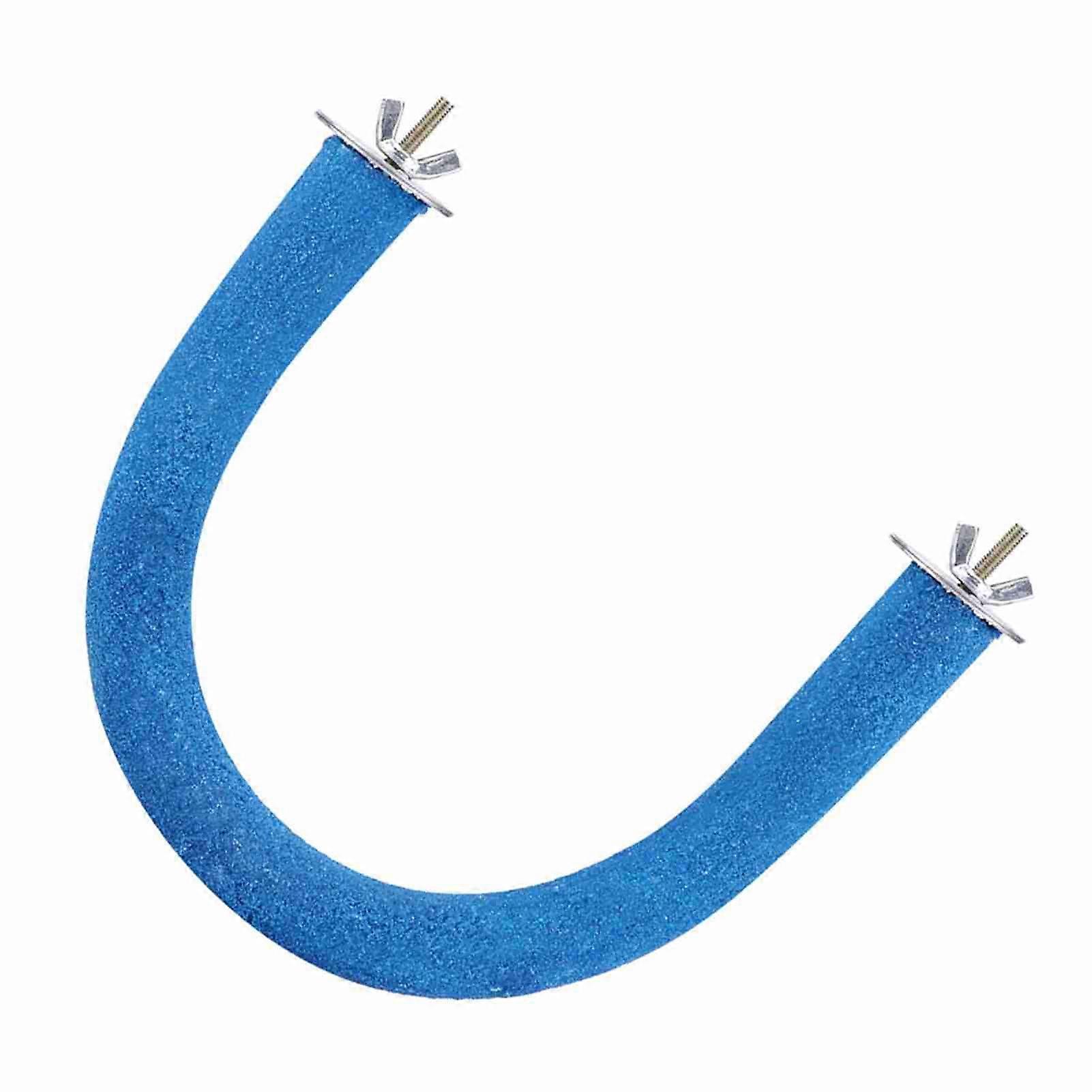 Rough Surface Wooden Parrot Perch Stand Toy for Beak and Leg Grinding, Blue