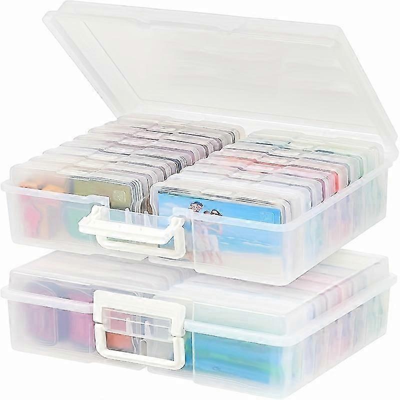 2 Pack 4x6 Photo Storage Organizer με 16 πλαστικές θήκες, Clear Craft Keeper Box