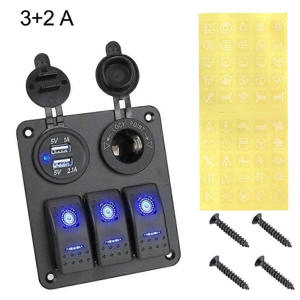 Digital Voltmeter Dual USB Port Connection 2/3 Gang Interior Parts Car Boat Switch Panel 12 24V Circuit Control