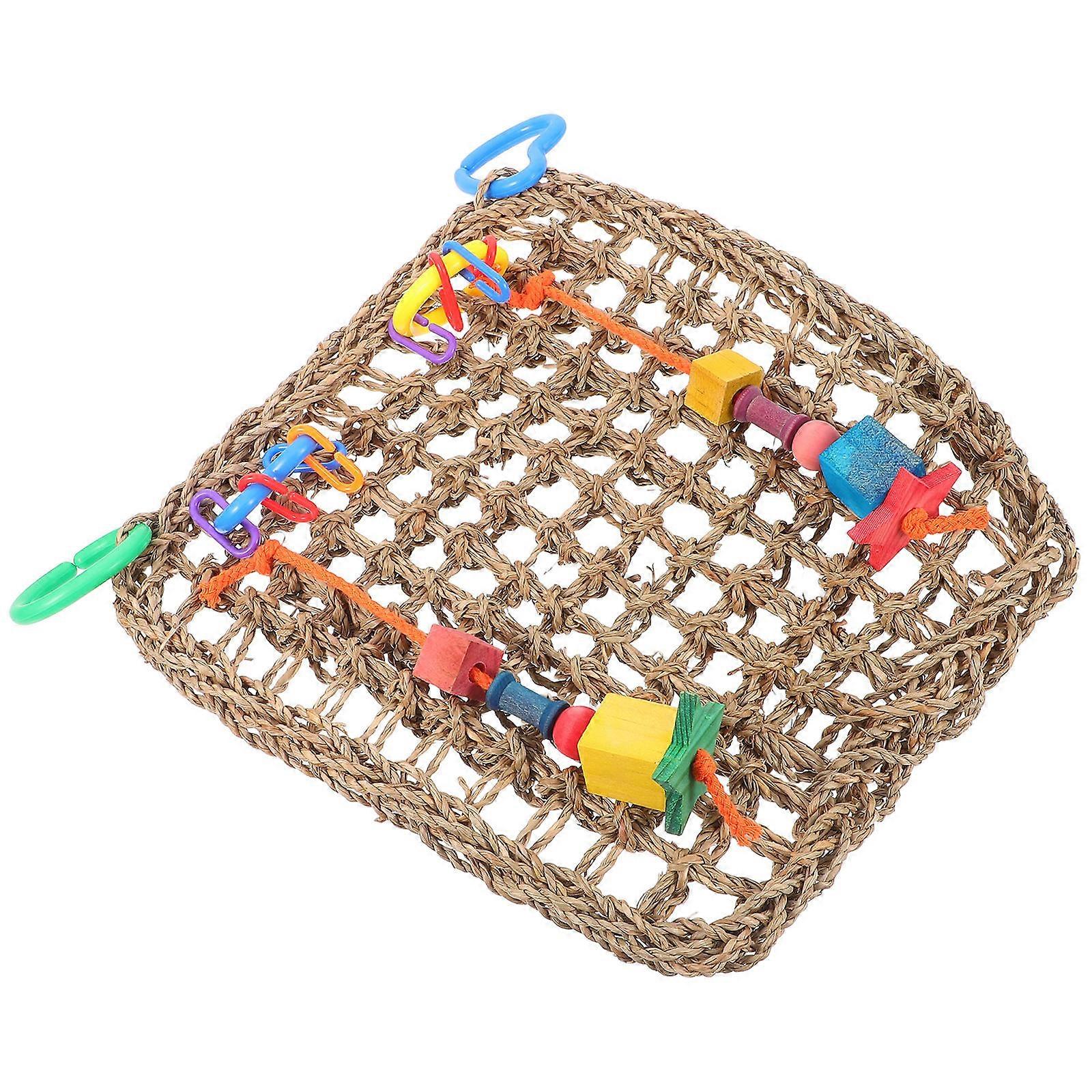 Jouet Perroquet Jouet Mâcher Jouet Bambou Tressé Déchirure Balançoire Jouet Multi 30x30x3.5cm Balançoire 1Pack