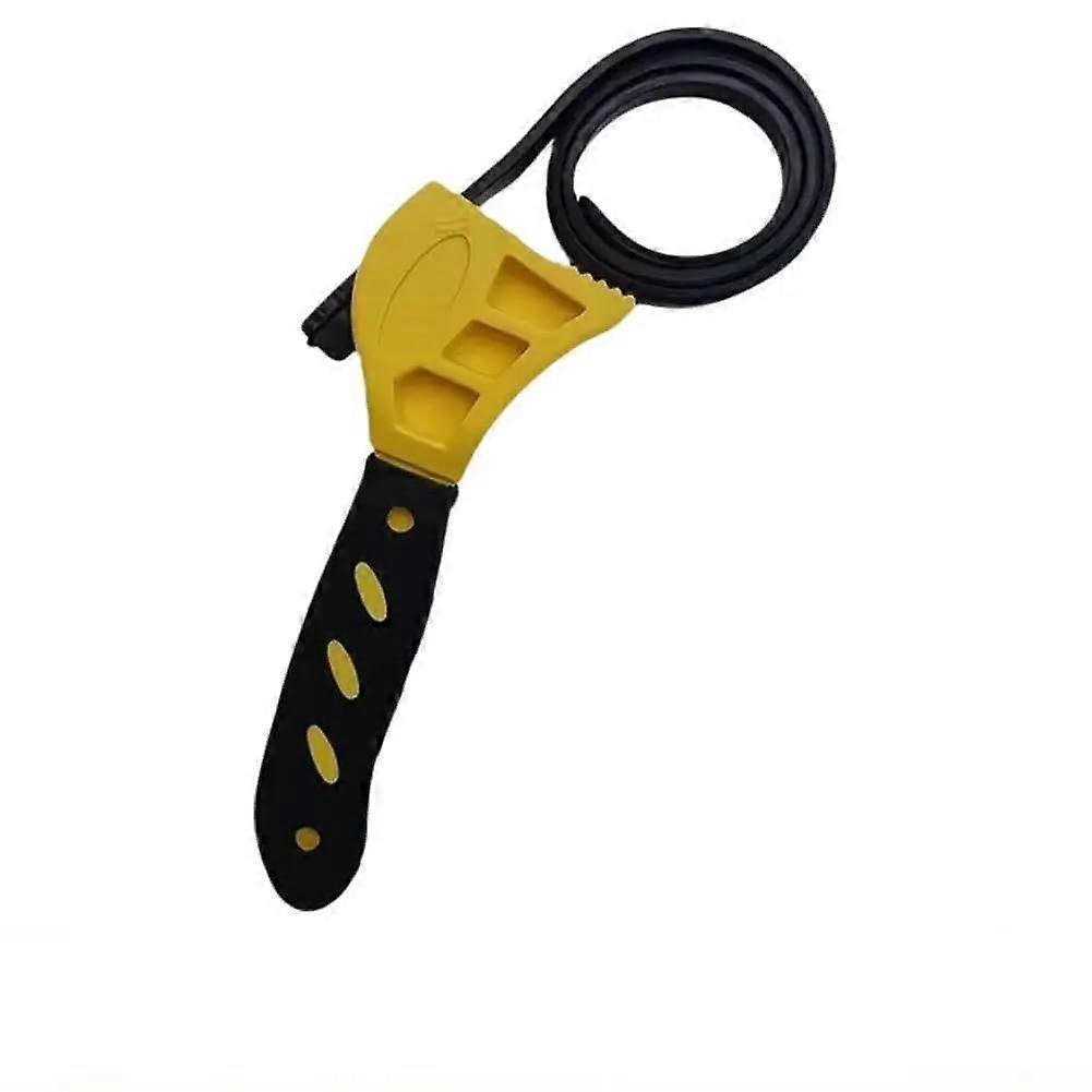 6-Inch Multifunction Strap Wrench With Adjustable Strap - Oil Filter Remover, Yellow, For Hardware Tasks