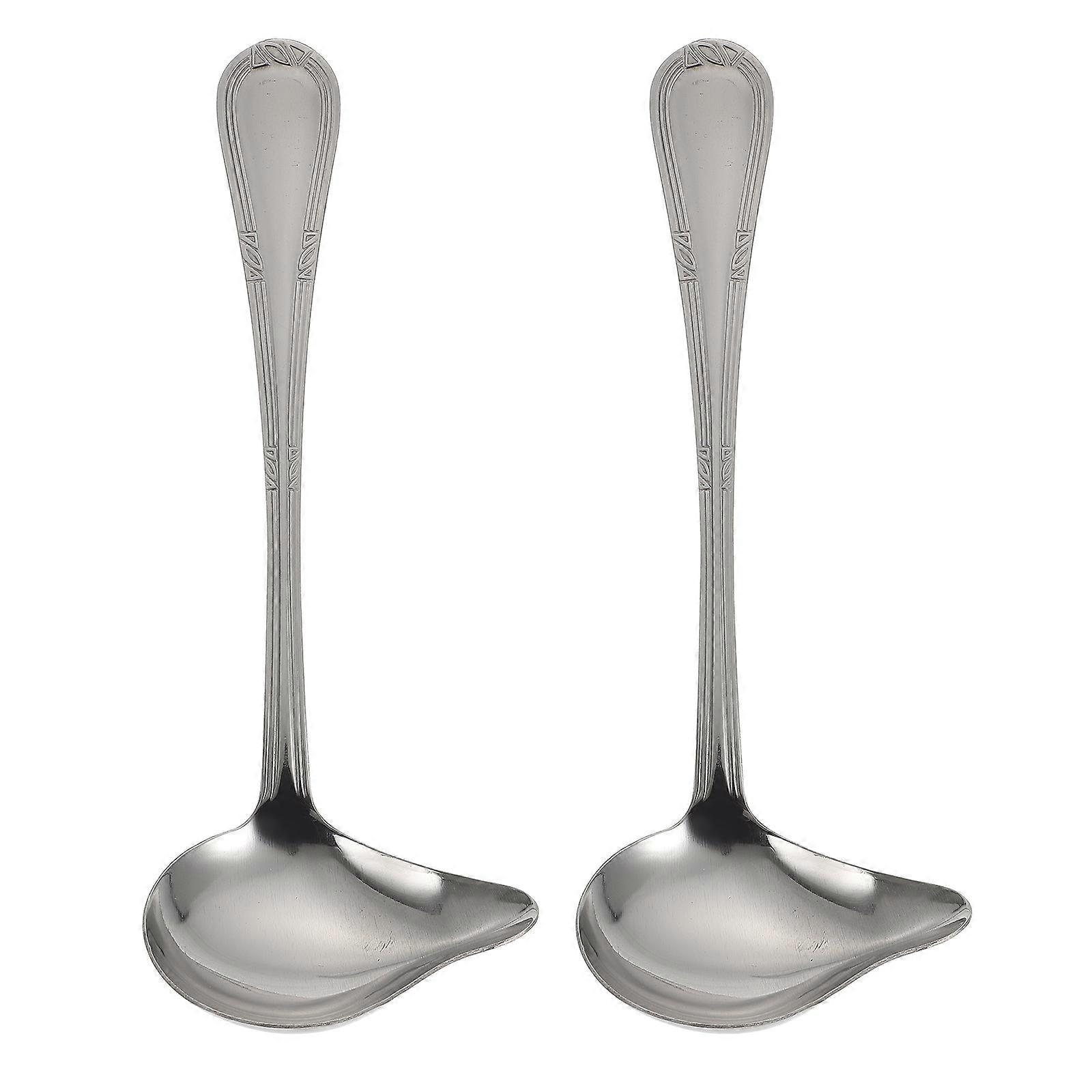 Here's a refined and professional product description based on your input:
 
**2pcs Stainless Steel Duckbill Soup Spoons – Ergonomic, Wear