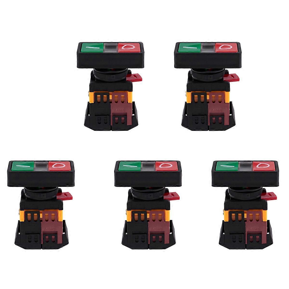 AC 220V Yellow Light Momentary Push Button Switch 1 NO 1 NC