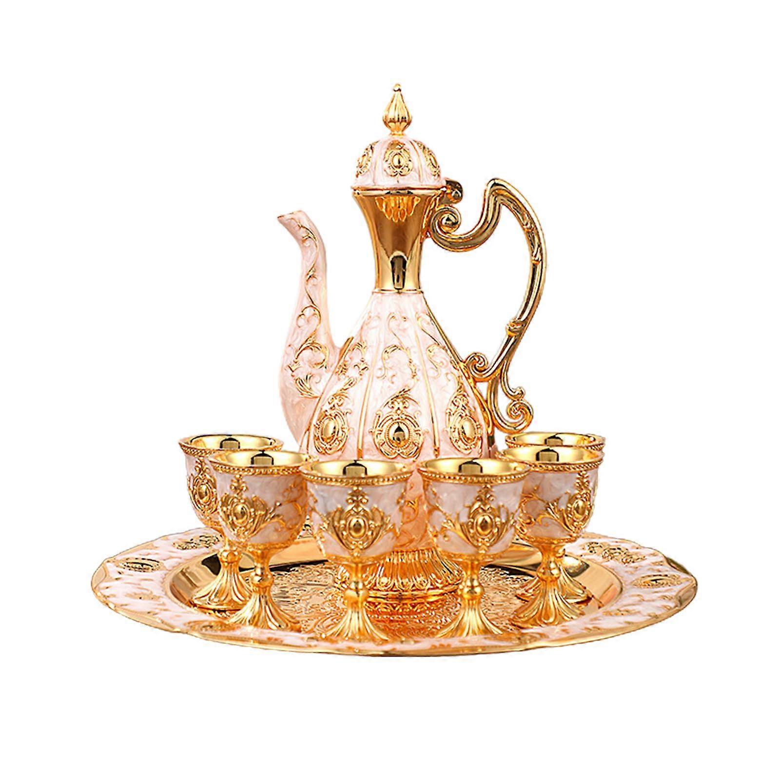 Metal Pot Wine Set European Style Drinking Cup Zinc Alloy Wine Glass Set for Wine Lovers Multicolored