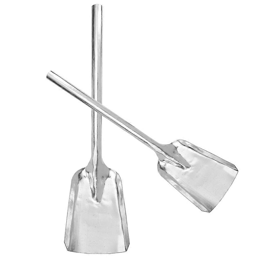 Soil Scoop Multi-Function Metal Fireplace Home Use Silver Rectangular Clearing Furnace Residue 2Pcs