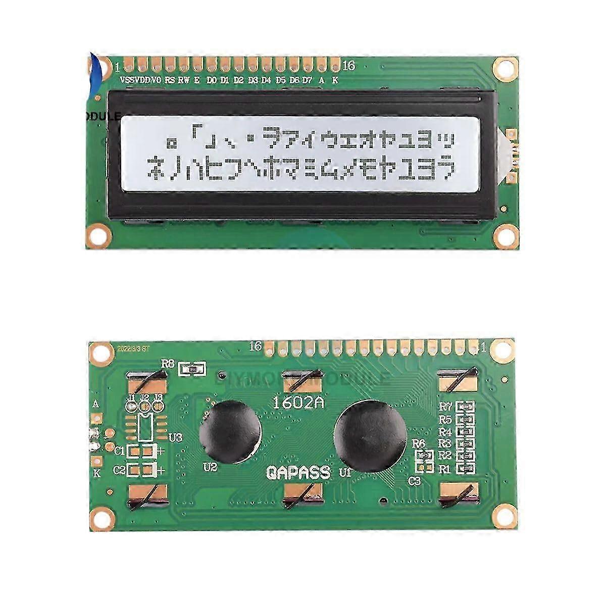 16x2 Gray Screen LCD Monitor with Black Characters on White Background, Compatible with Various Brands