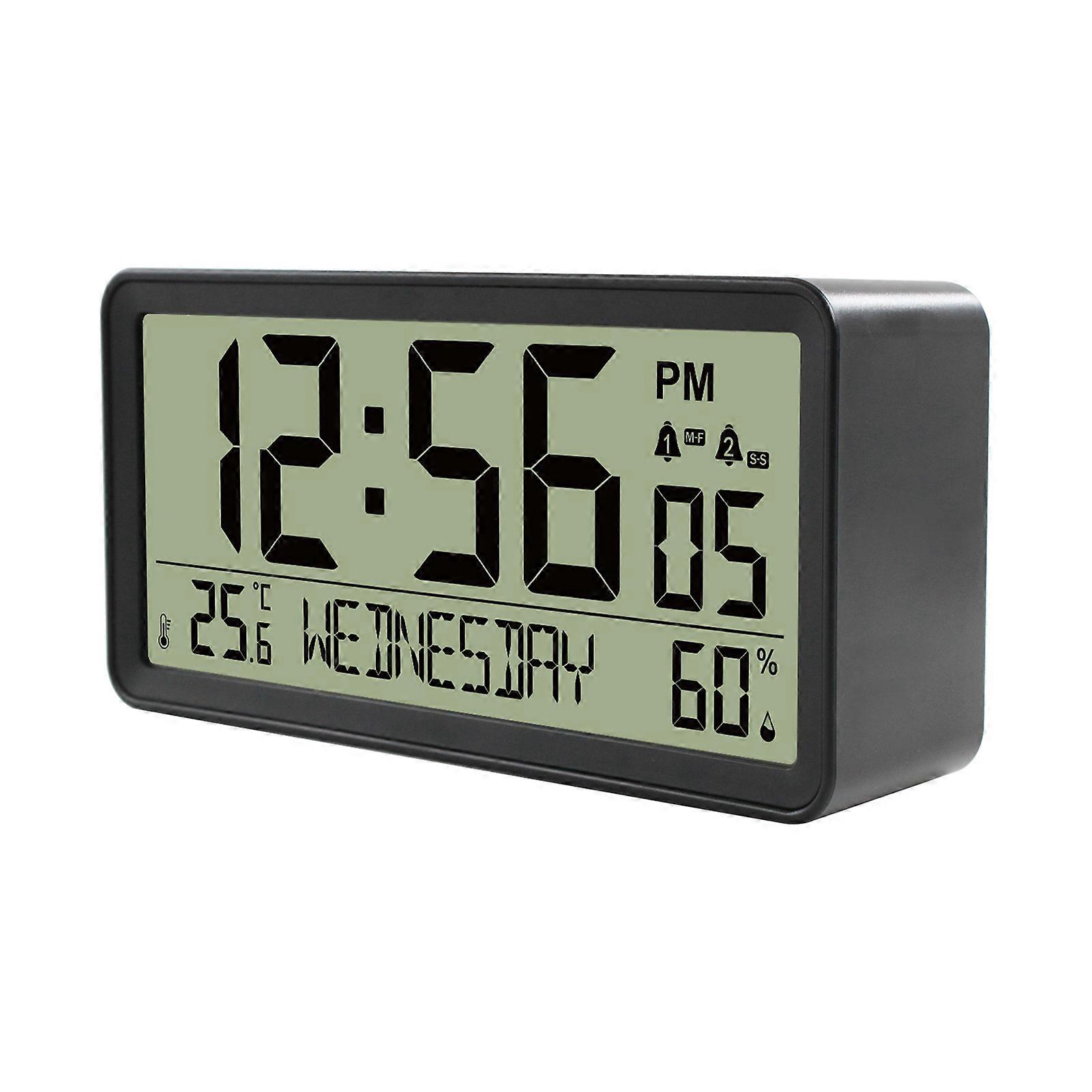 Digital LCD Alarm Clock Battery Operated Small Desk Clock with Indoor Temperature Humidity Date Backlight and Snooze Function for Bedroom