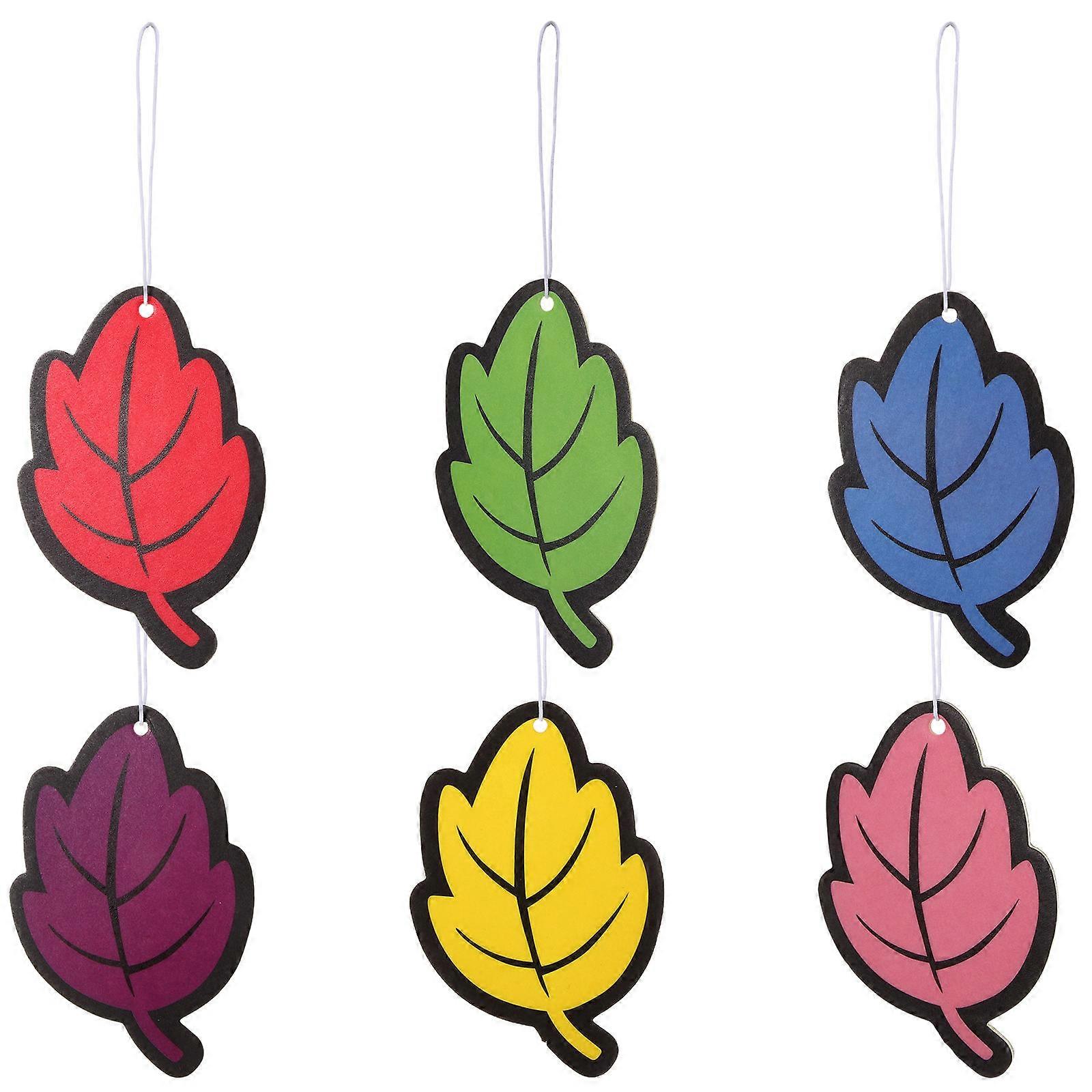 Rearview Mirror Ornaments Car Air Freshener Paper Leaf Shape Pink For Auto Decor Odor Removal 6Set