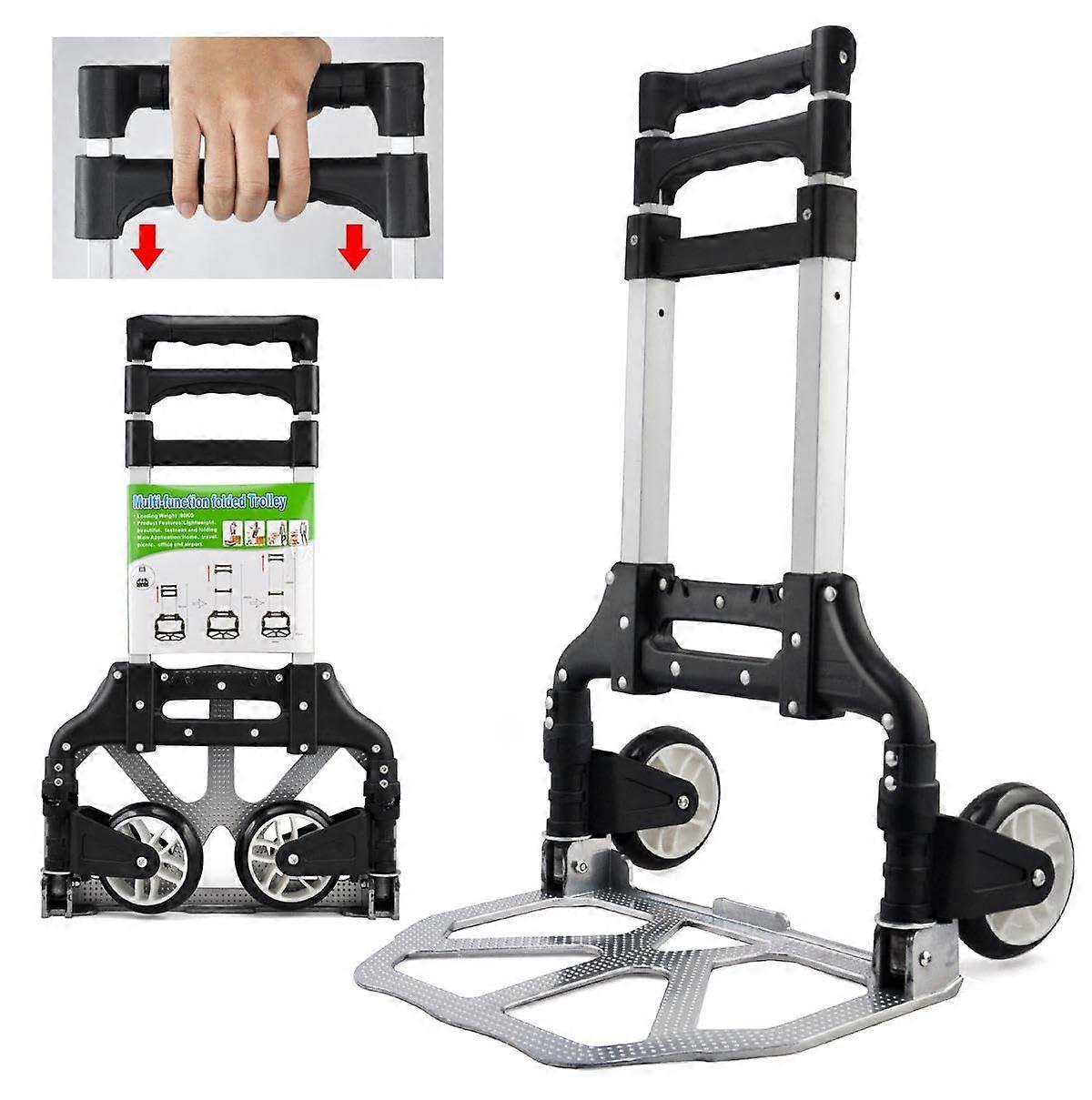 Folding Sack Truck with Rubber Wheels Stacking Trolley Hand Trolley with NonSlip Handle Transport Trolley Maximum Load 75 kg Capacity up to 80KG