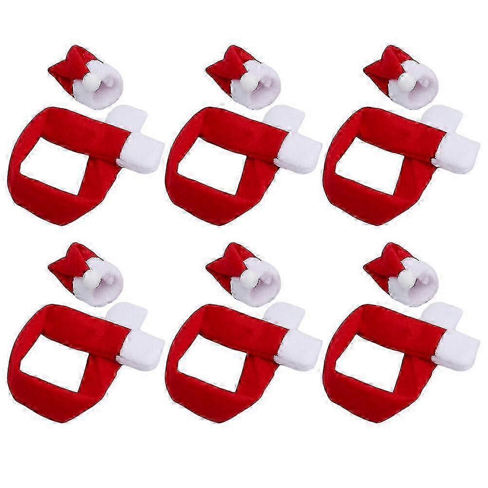 6 sett miniskjerf og hatter til vinflasker - julepynt og pynt