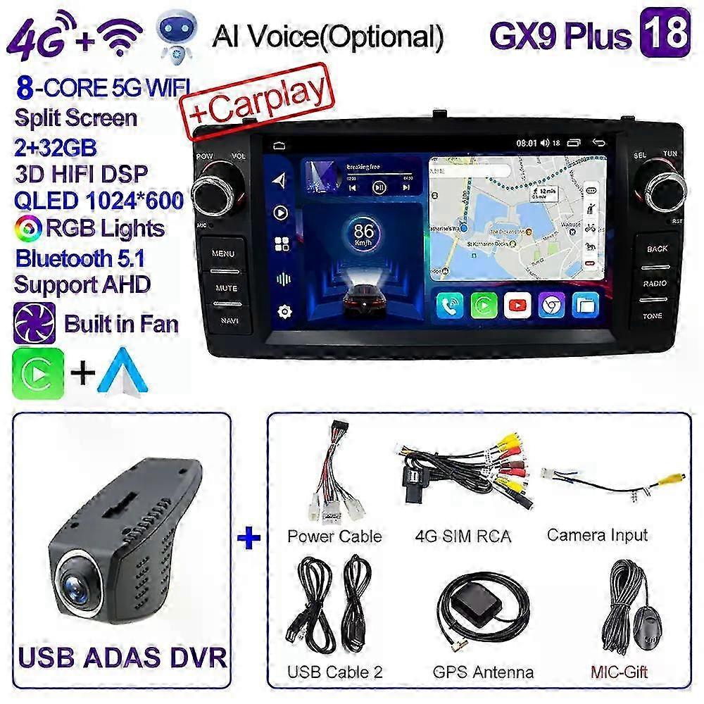 Multimedia GPS Car Radio with Wireless CarPlay and Android Auto for Toyota Corolla E120 2003-2006 and BYD F3 Stereo 4G Compatibility