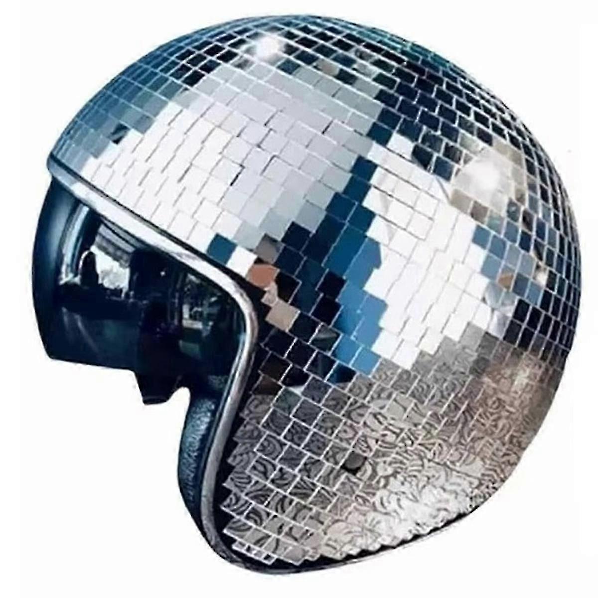 Glitter Mirror Disco Ball Helmet with Retractable Visor for Bar DJ Club Supplies