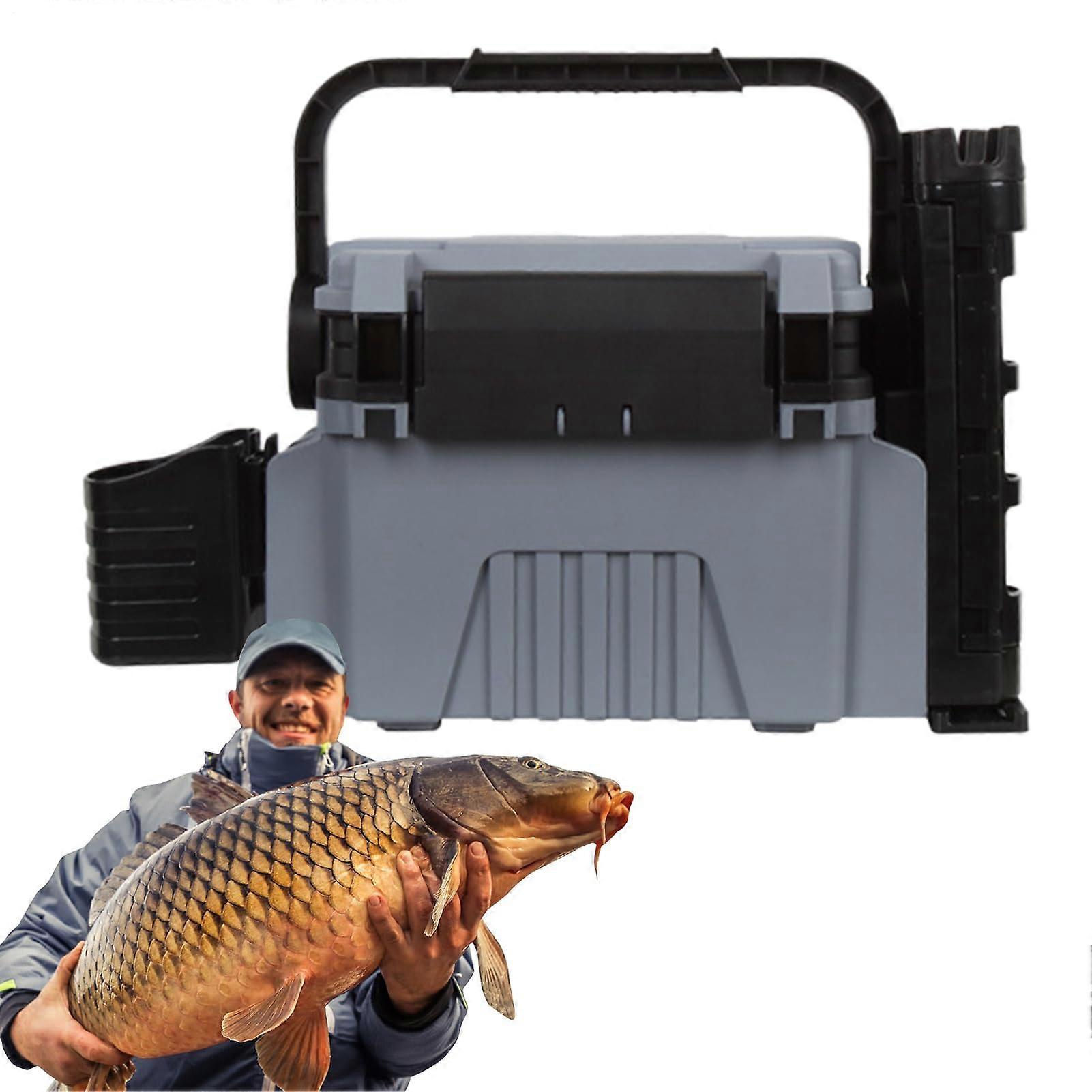 Large Tackle Boxes For Anglers - Storage Box With Organizer, Lightweight Outdoor Multifunction Box, Gray