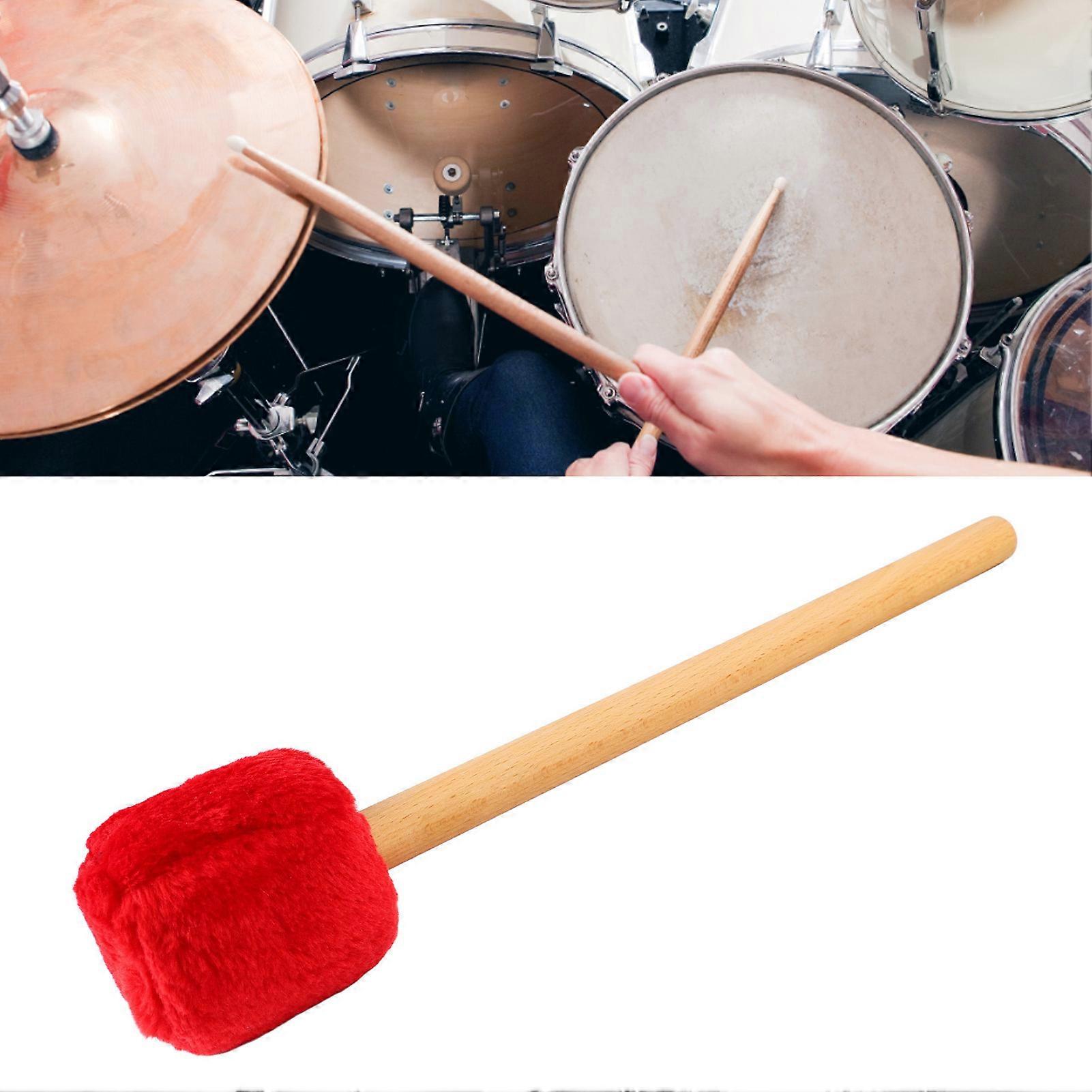 Drum Mallet Soft Felt Head Drumstick with Long Handle for Xylophone Timpani Beater Red