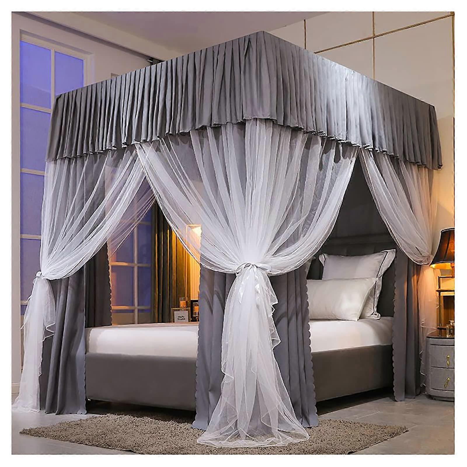 Auvent de lit avec support, ombrage, moustiquaire, rideaux de princesse, baldaquin pour filles, lit king-size (taille : 1,8 x 2 m / 5,9 x 6,6 pieds, couleur : B.)