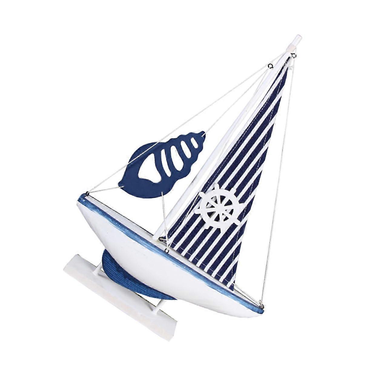 Mediterranean Sailboat Nautical Table Boat Model Decor Blue