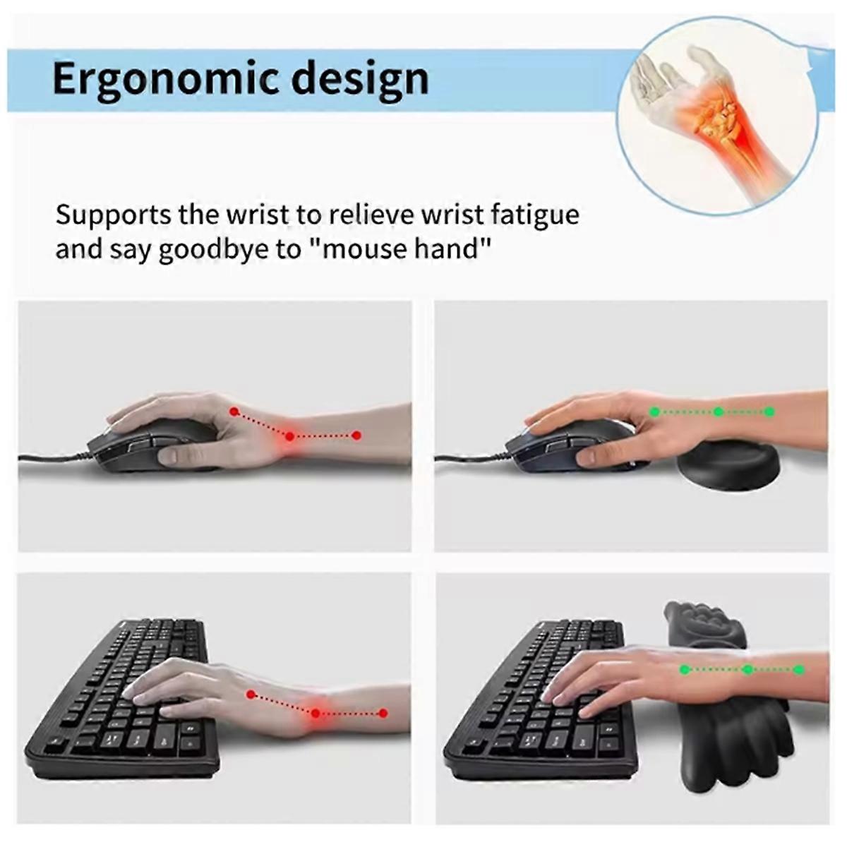 Keyboard Mouse Wrist Rest Memory Foam Support Ergonomic Anti-Slip Silicone Wrist Guard Table Mat Mou