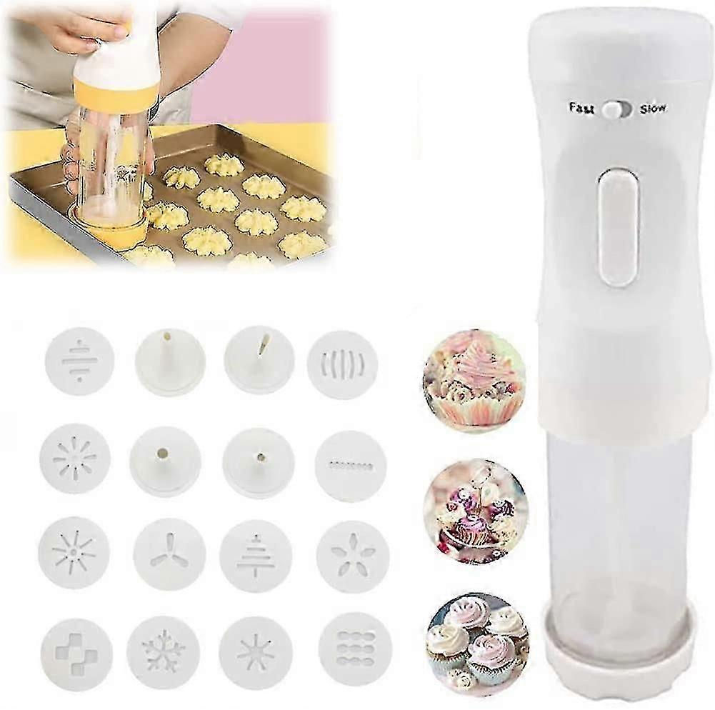 Electric Cookie Press Gun,cookie Making Kit, Electric Cookie Decorating Tool 12 Discs And 4 Icing Tips Perfect,for Diy Cookie Maker And Cake Icing Cak