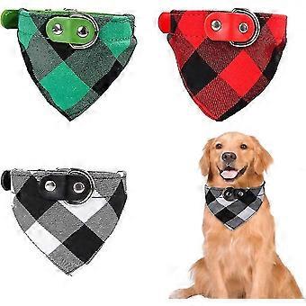 3pcs Bandana Dog Collar, Adjustable Grid Pattern Bandanas Dog Collar, Puppy Bandana Dog Accessories