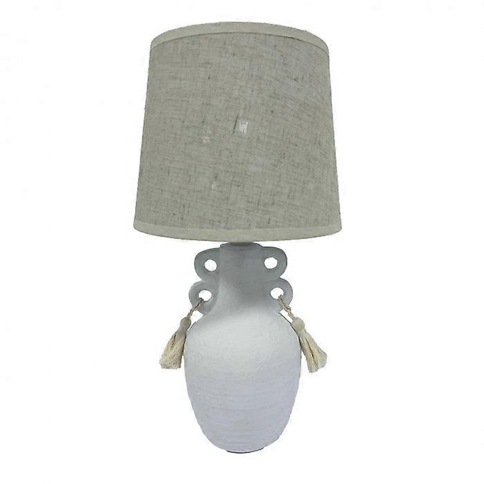 Hestia Stone Finish Vase Lamp with Tassels - 36cm