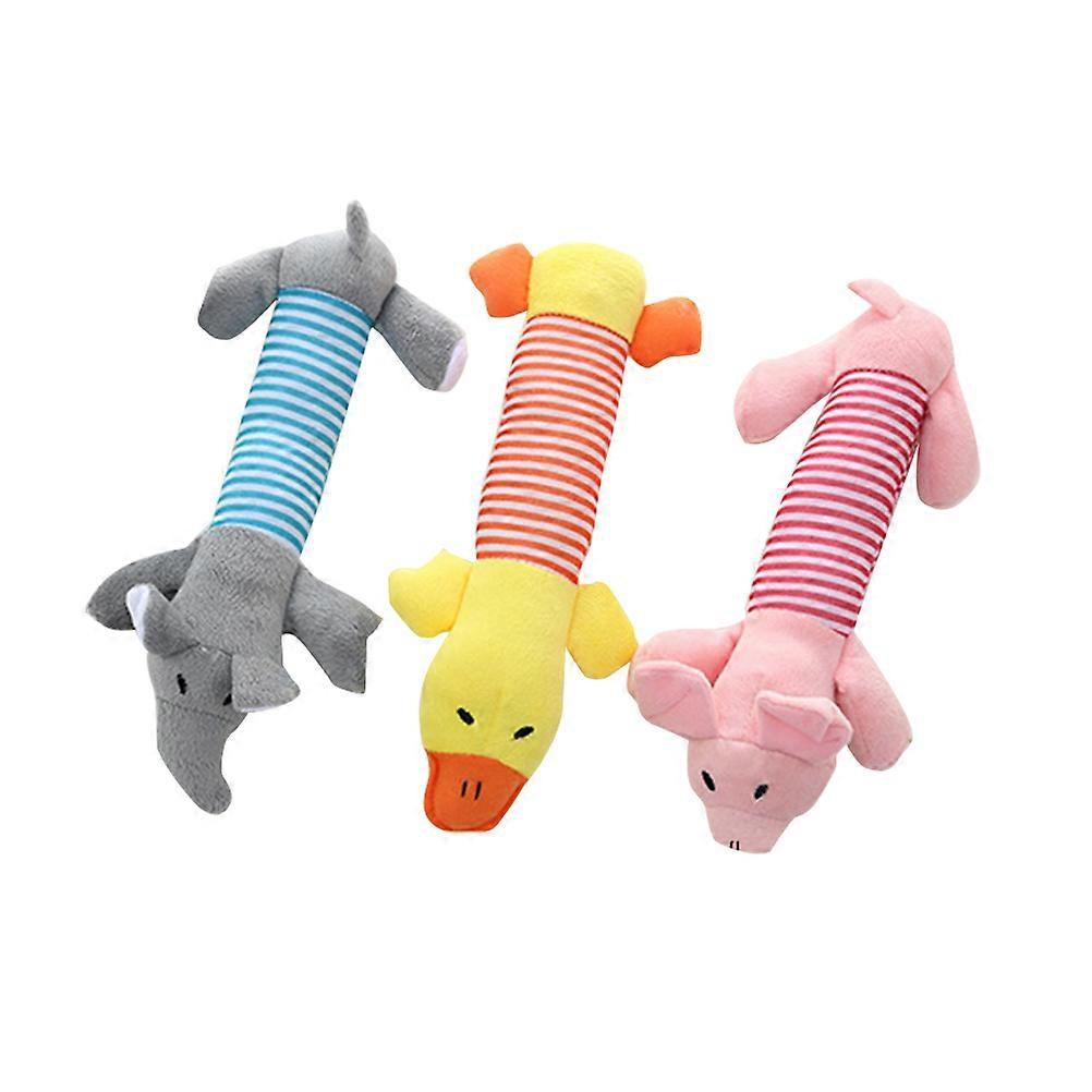 Pet Sound Teething Toys Plush Long Chew Toy Assorted Color Cotton 3Pack