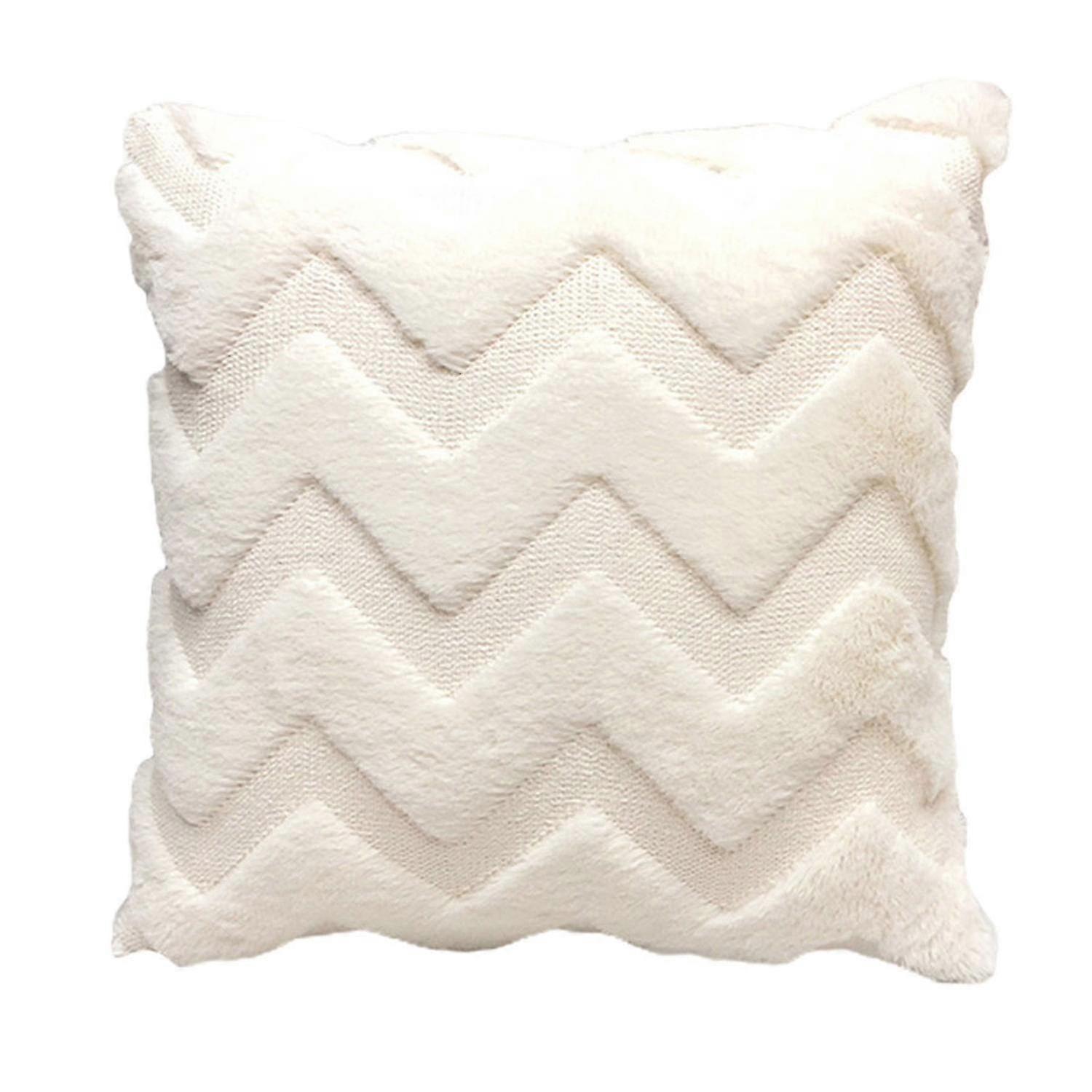 Fluffy PV Flannelette Throw Pillow Cover with Invisible Zipper for Bedroom