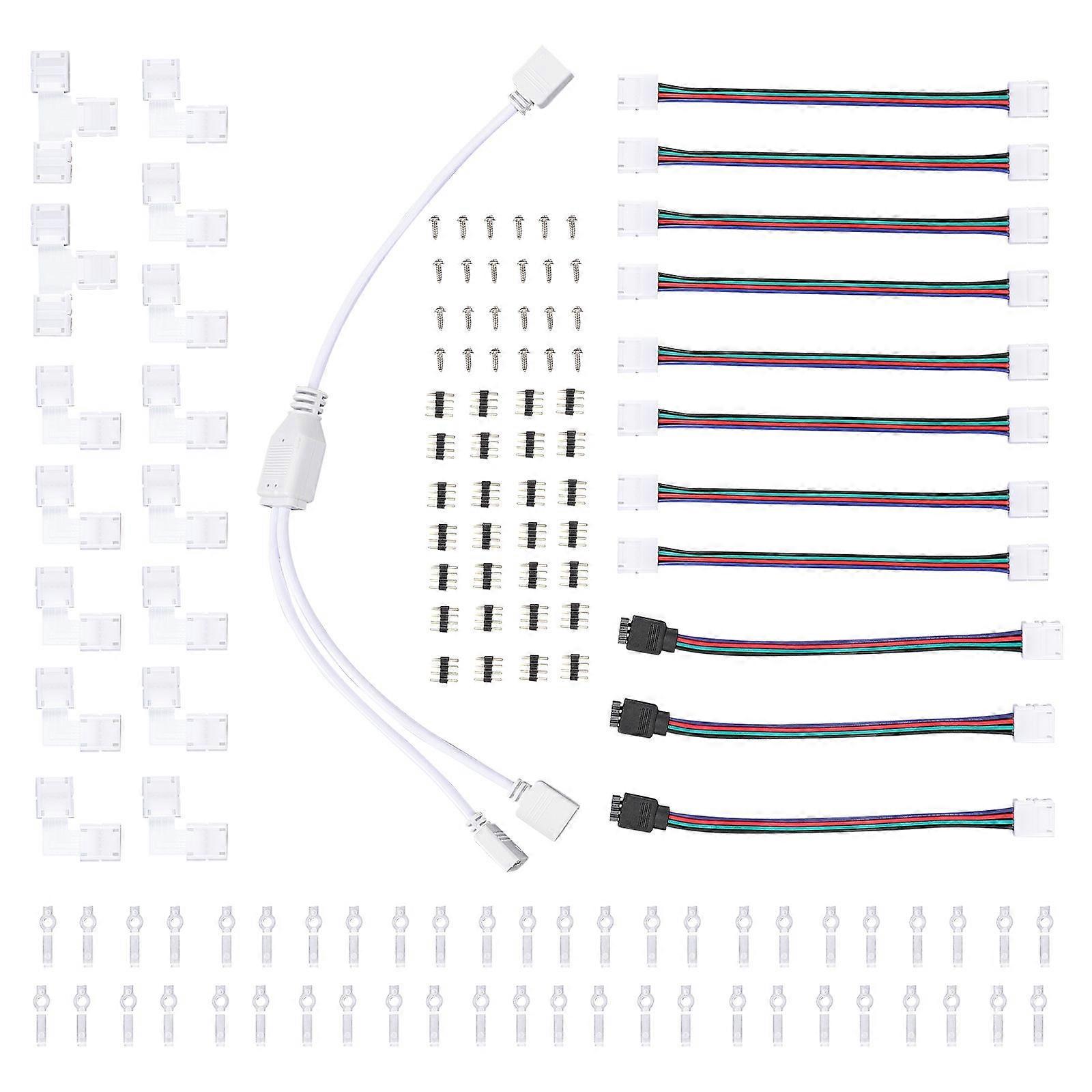 LED Strip Light Connector Kit with Solderless RGB Connectors for Snowboard Use White Plastic