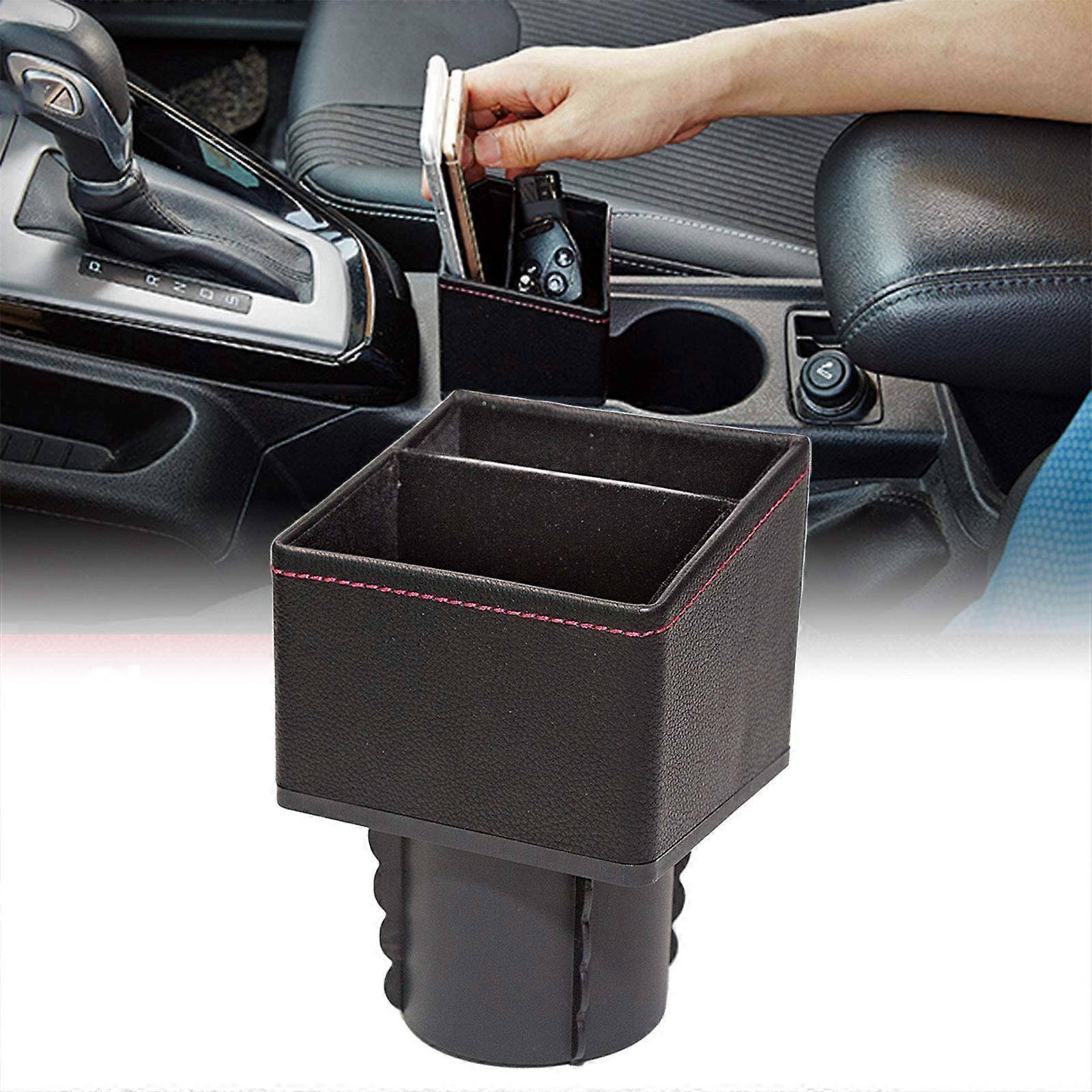 Leather Storage Box Square Container Drink Holder Bag Console Organiser