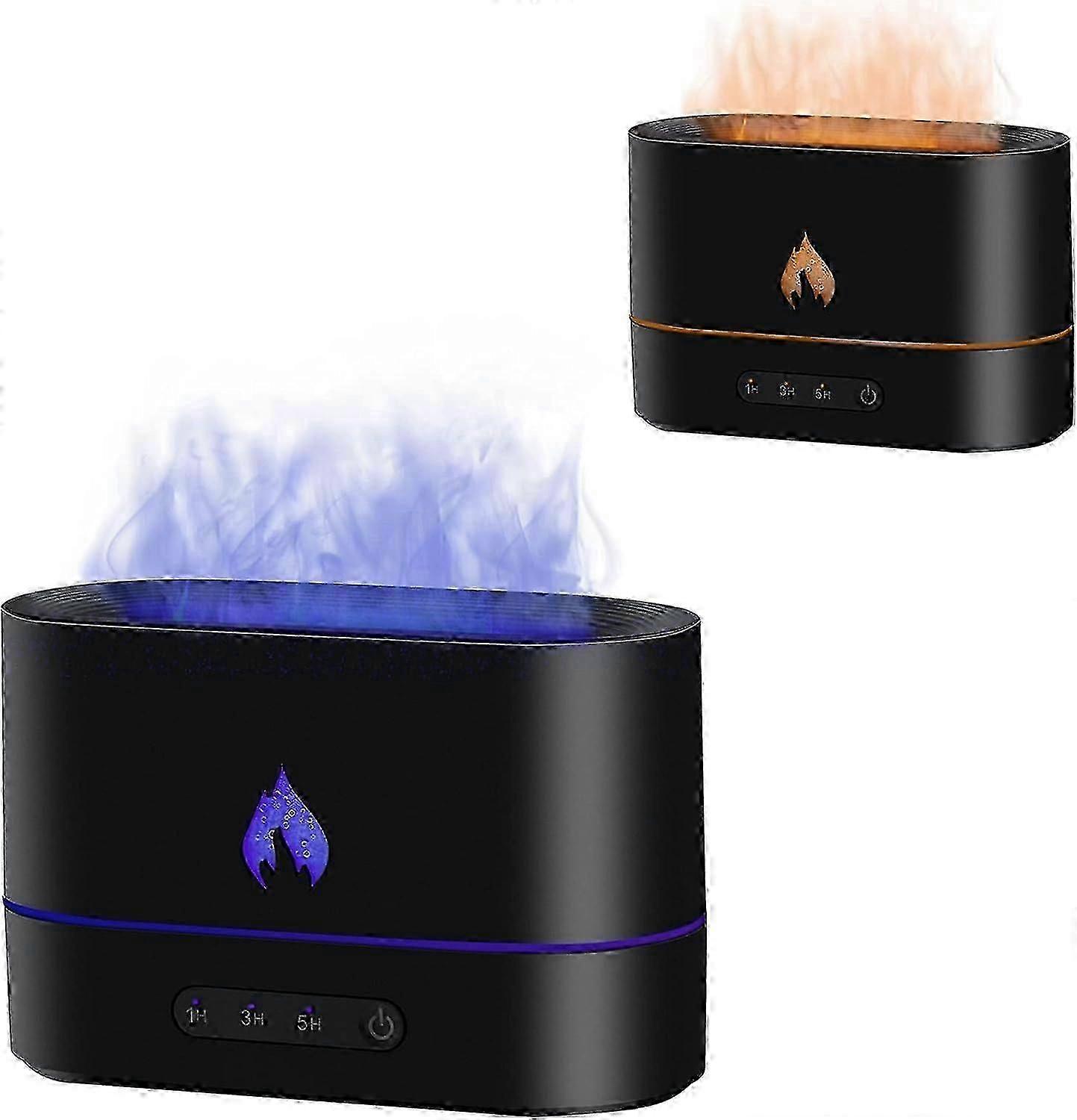 200ml Essential Oil Diffuser with Flame Effect - Aromatherapy Device with 2 Lighting Modes (Black) for Relaxation & Ambiance