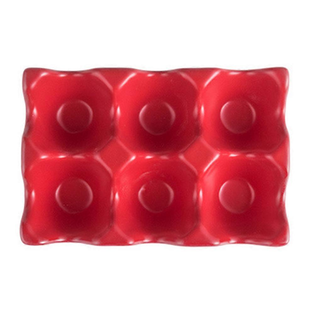 クリエイティブエッグトレイ滑り止めセラミックレッド冷蔵庫用14.5x9.5x3.2cm 1個