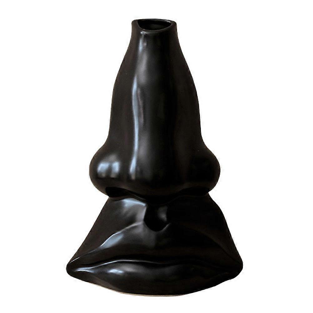 Artistic Ceramic Flower Vase for Arrangement and Decoration Black Smooth Surface Safe to Use