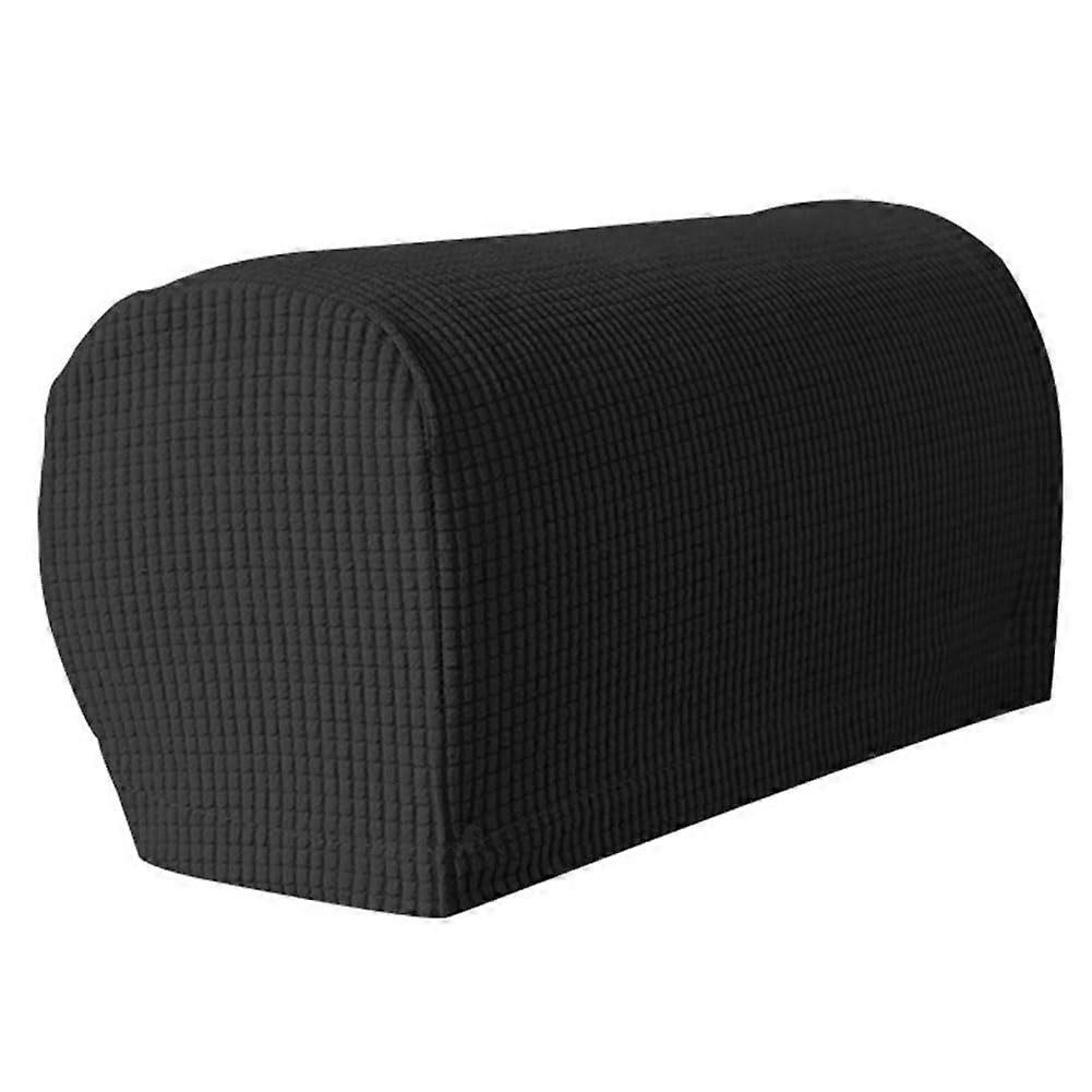 Soft Stretch Plush Armrest Covers Set of 2, Universal Chair/Sofa Armrest Protectors, Black Fabric for Couch