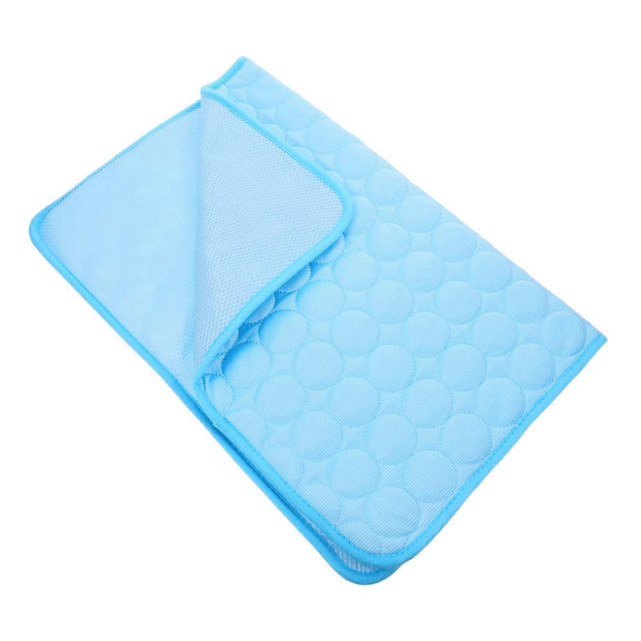 Selfcooling pet mat for small dogs, reusable and durable sleeping pad, suitable for home, car, and travel, simple blue.