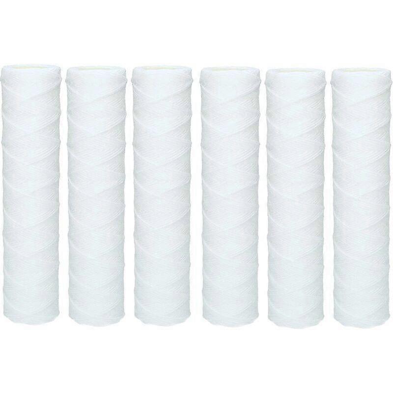 6x Bobbin-Wound Sediment Cartridge for Reverse Osmosis, Pole-Fed Water and Particle Filtration - 50 Micron