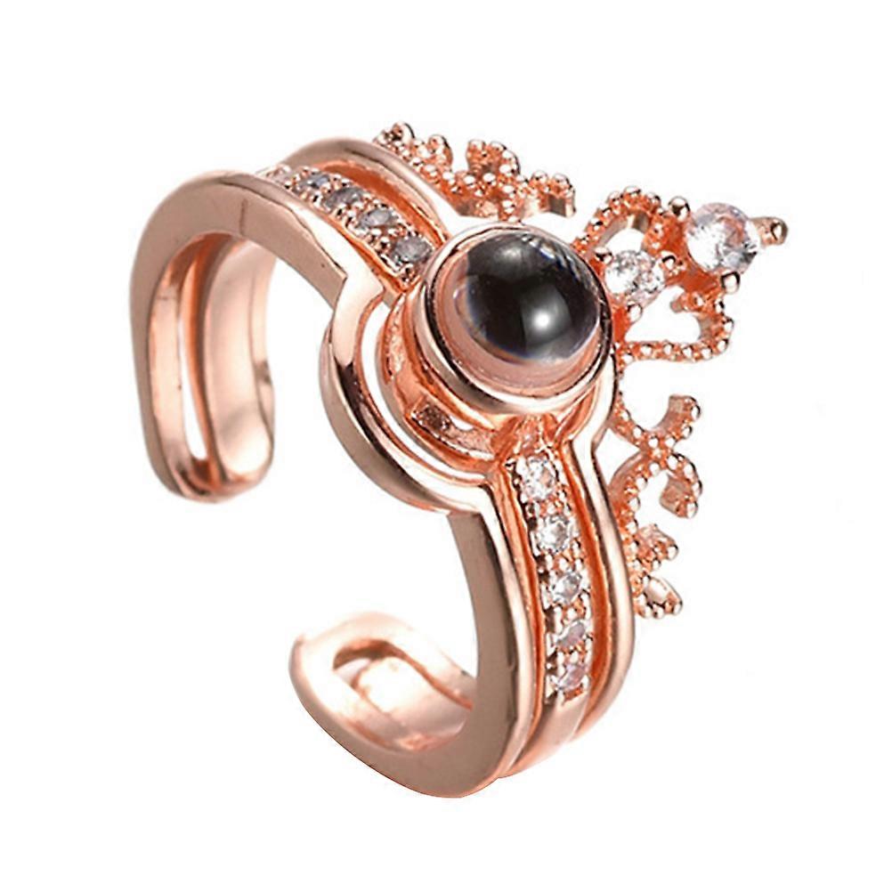 Koppar Kärlek Ring Elegant Årsdag Födelsedagspresent Zirkon 1Pack