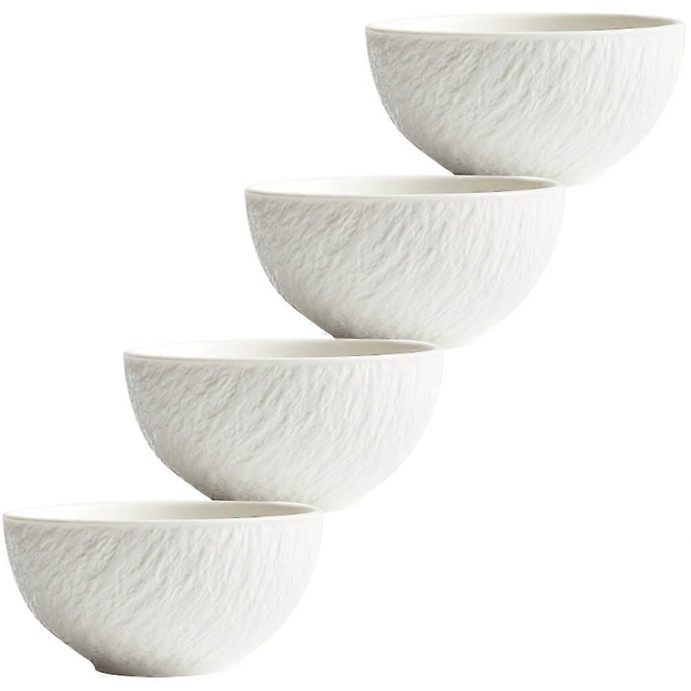 White Ceramic Japanese Bowl for Home Use HighTemperature Firing Smooth Texture Perfect for Soup Noodles Size 4pcs