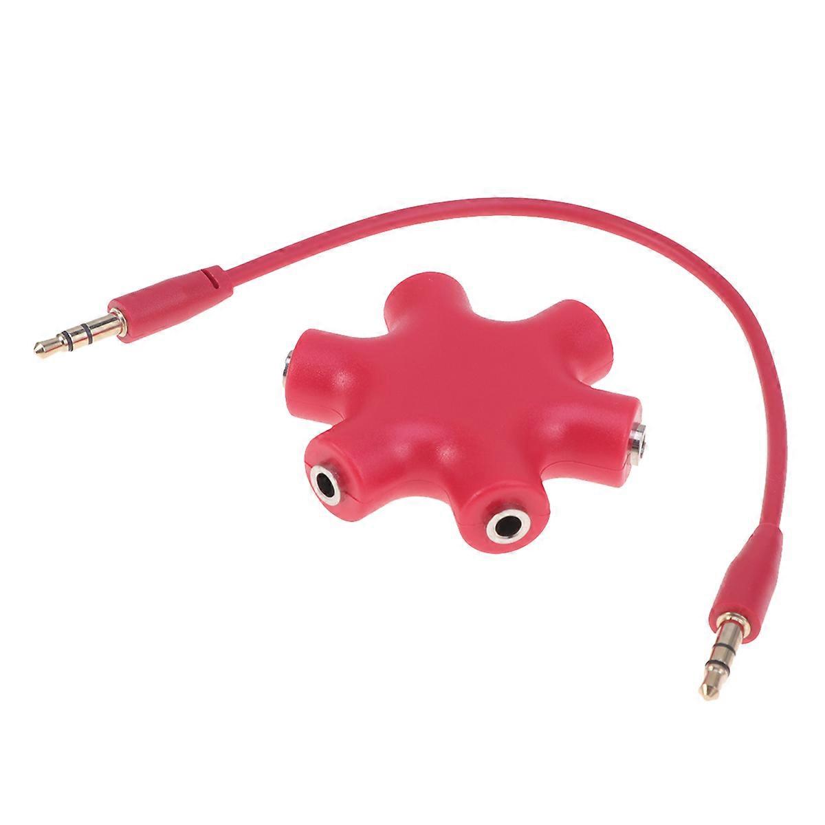 Audio Splitter Adapter Hexangular Headphone Jack Splitter Users of Devices with 3 5mm Connectors Red Plastic 1Set