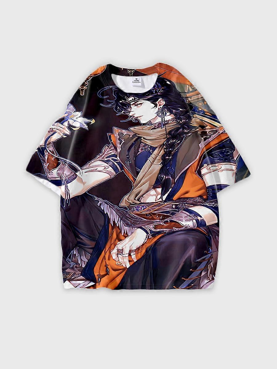 T-shirt round neck Role Pattern loose short sleeve E3267