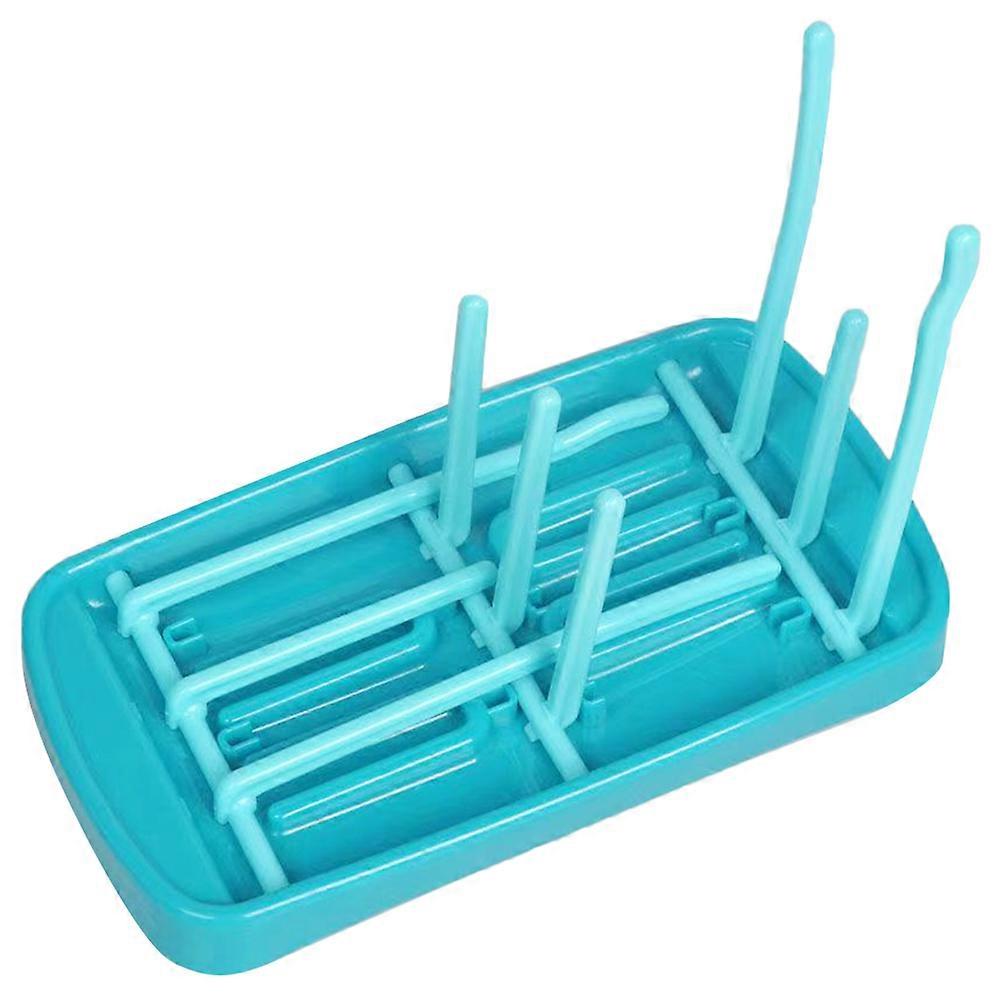Blue Baby Bottle Rack with Drip Tray for Restaurant Use Large Capacity PP Material Foldable 12.5 x 8.5 x 16.5 inches