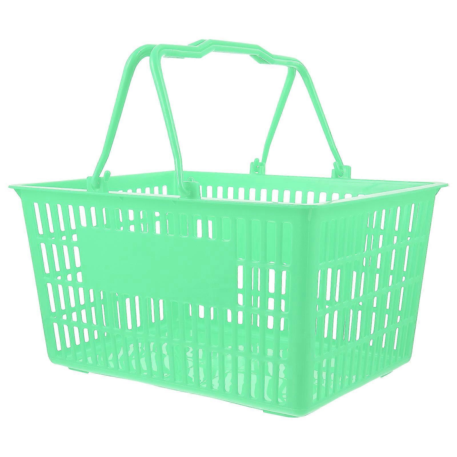 Plastic Shopping Basket With Handle 1Set Perfect For Supermarket Shopping Ideal For Adults Featuring Simple Design 15.7X11.8X8.3in