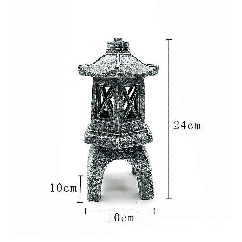 Pagodas Garden Statue: Japanese Style Tower Lantern Figurine Garden Sculpture Lamp For Outdoor Yard Bonsai Zen Light Decoration 24cm