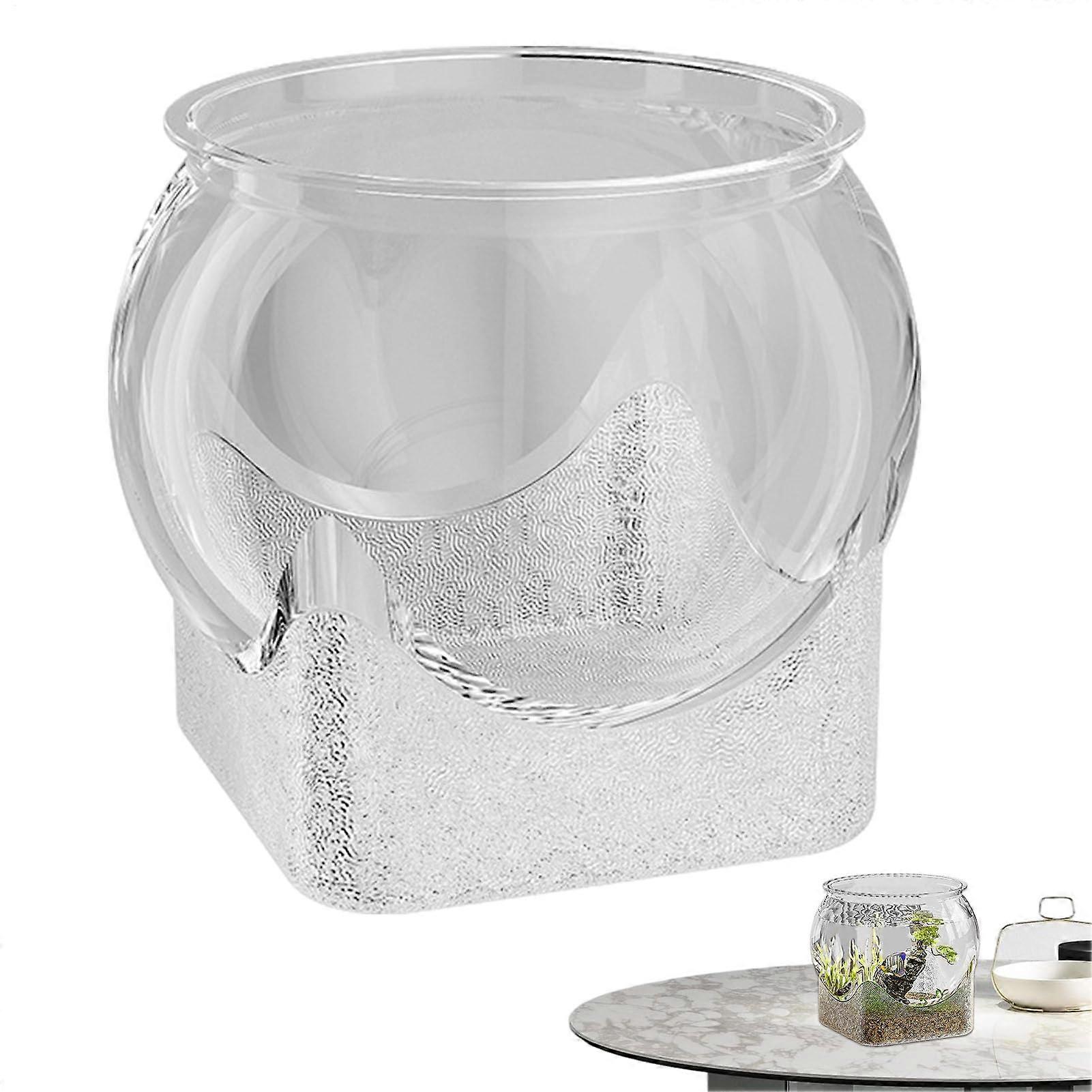 Clear Fish Bowl - Round Betta Fish Tank, Medium Size Desktop Aquarium, Glass Fish Bowl Vase for Home and Office