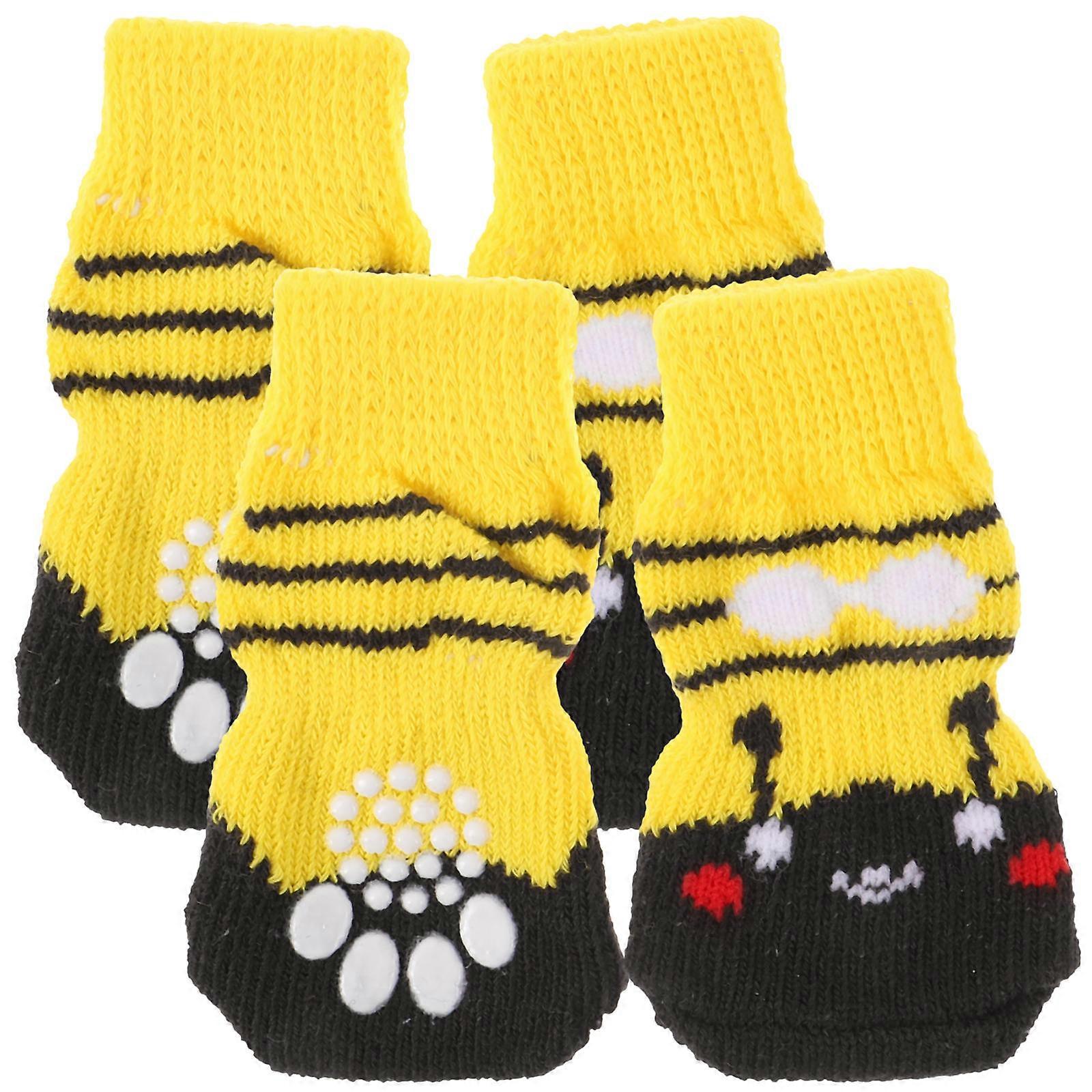 4pcs Non Slip Cotton Dog Socks Soft Supple Material With Adorable Pattern Comfortable Fit For Indoor Outdoor Use Lightweight Pet Socks For Puppies
