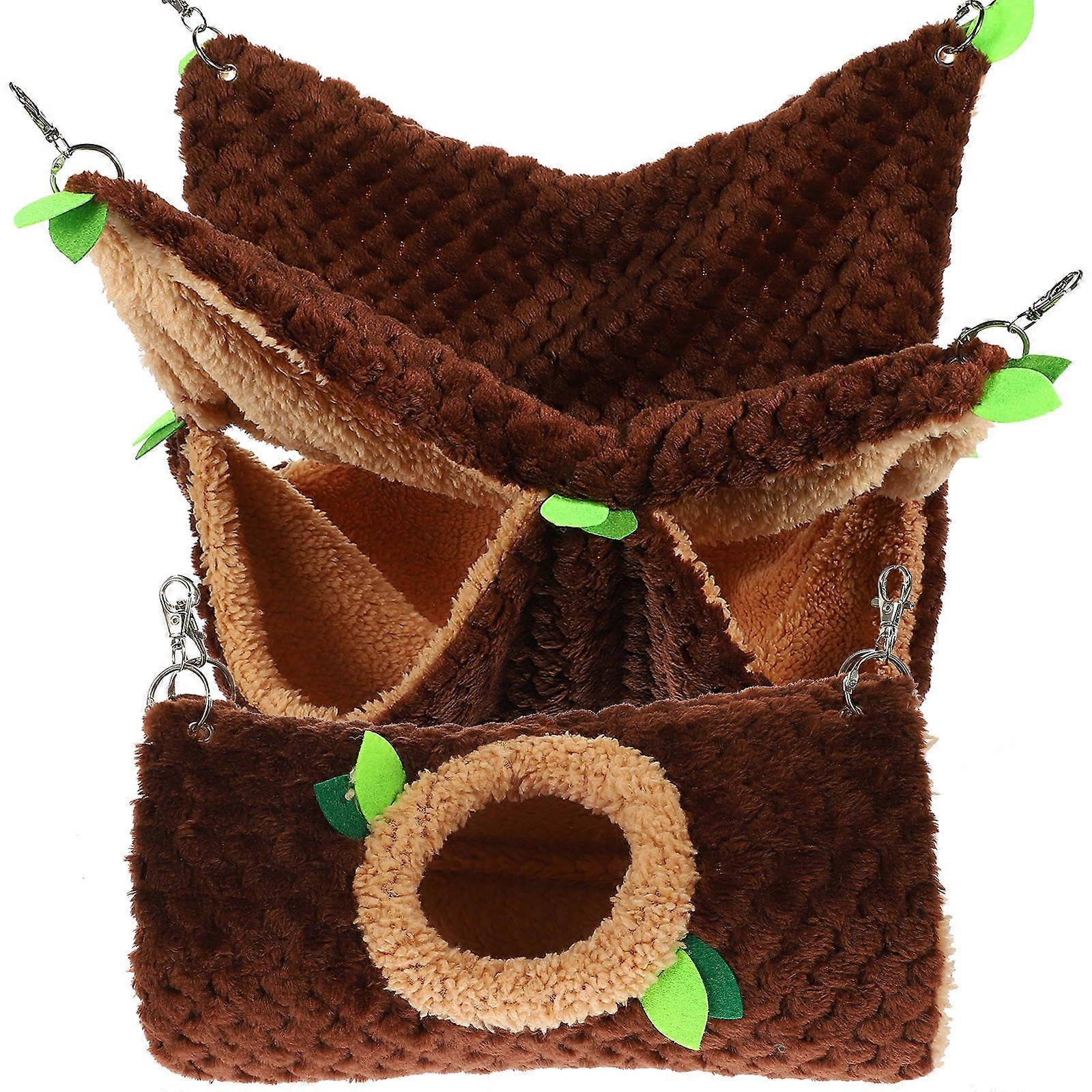 Small Animal Hammock For Hamsters Double-layer Design Coffee Color Cage Use 1 Set