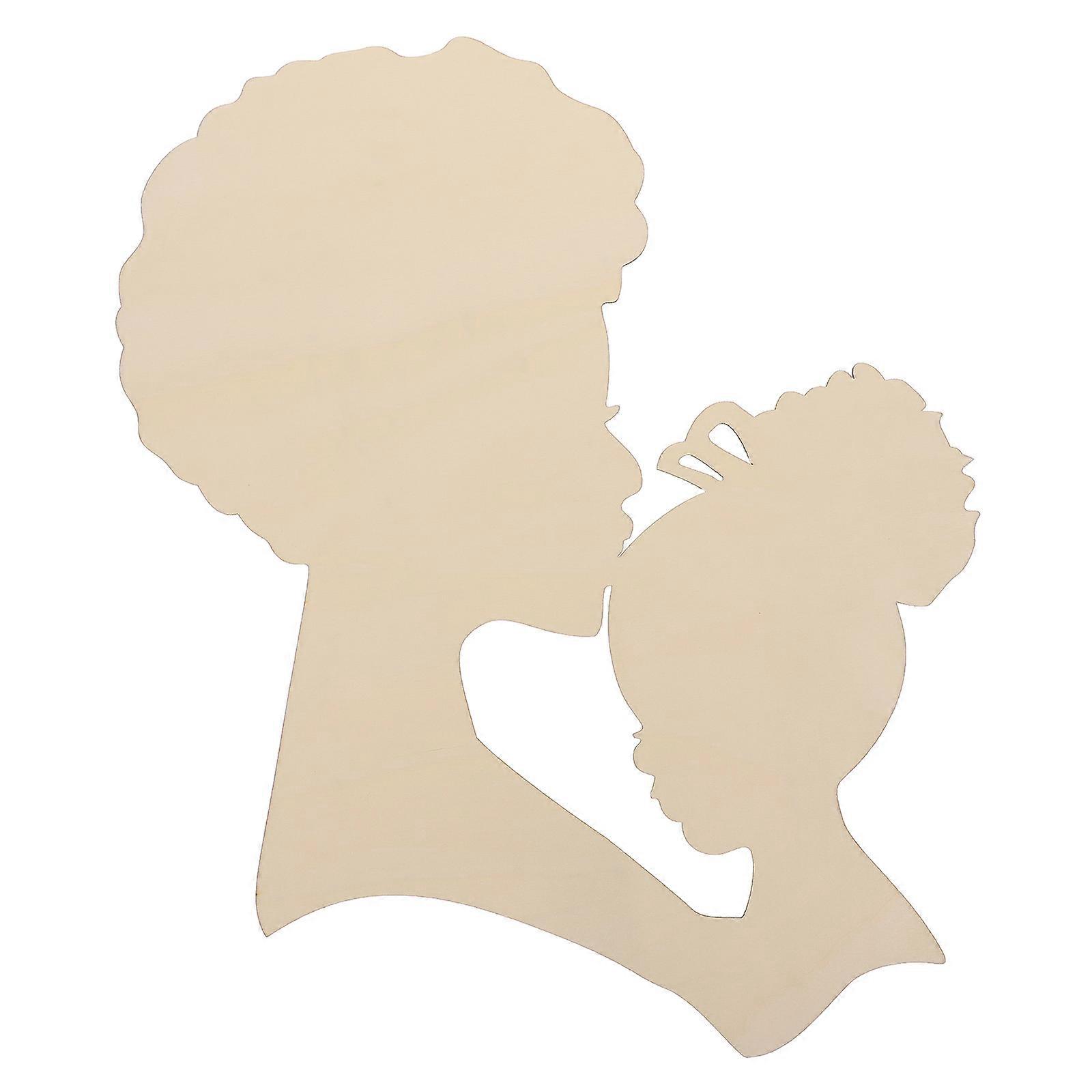 African Girl Wooden Cutouts Mother'S Day Wood Chips Blank Wooden Template Head Diy Wreath Door Sign For Diy Craft Present