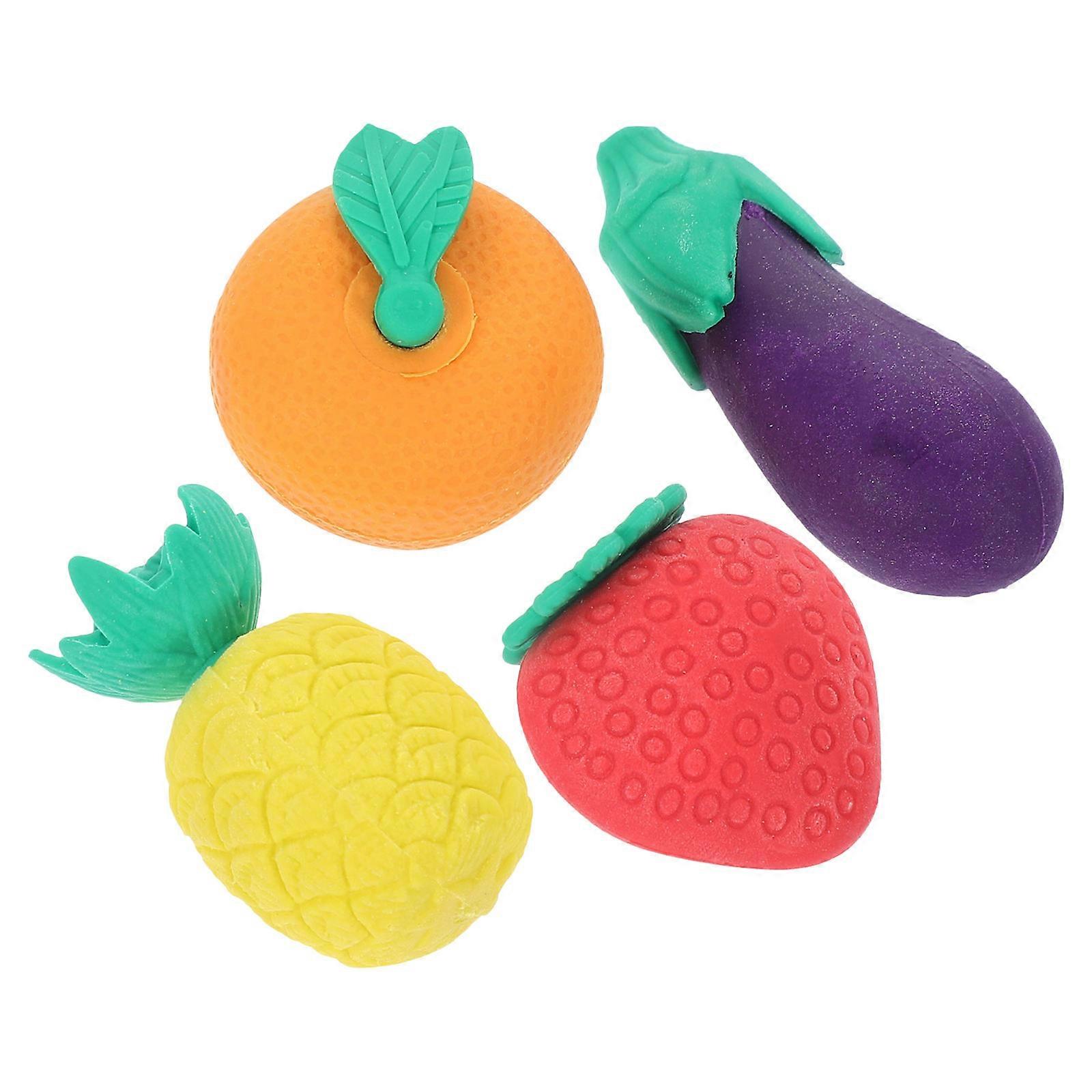 Colored Mini Erasers 4Pcs Fruit Shaped Stationery Supplies For Children Use Rubber Erasing